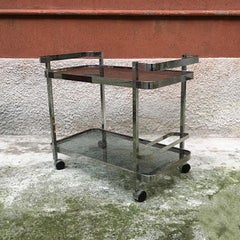 Italian Brass and Smoked Glass Food Trolley, 1970s
