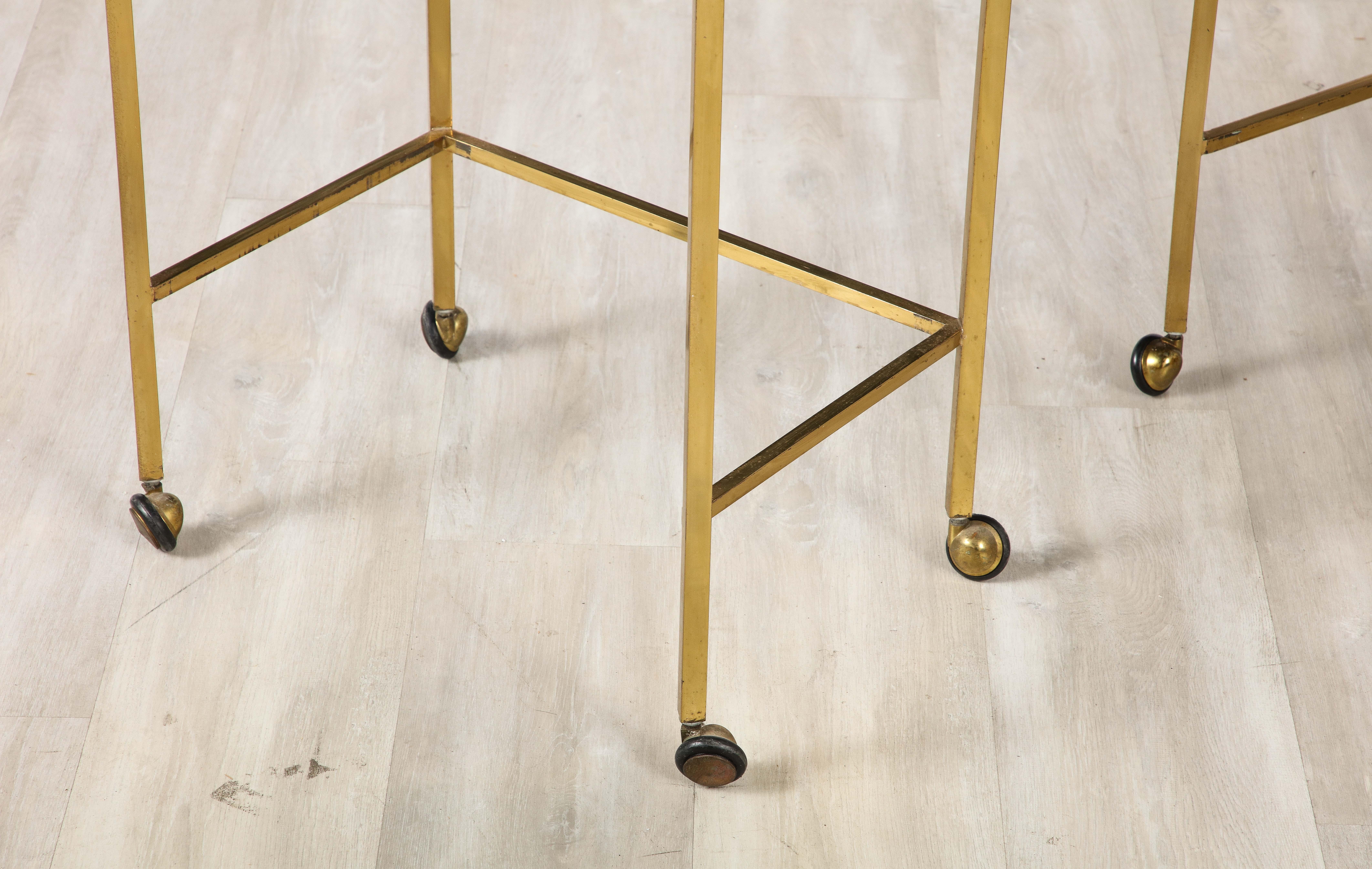 Italian Brass and Smoked Glass Nesting Tables, Italy, circa 1960 For Sale 9