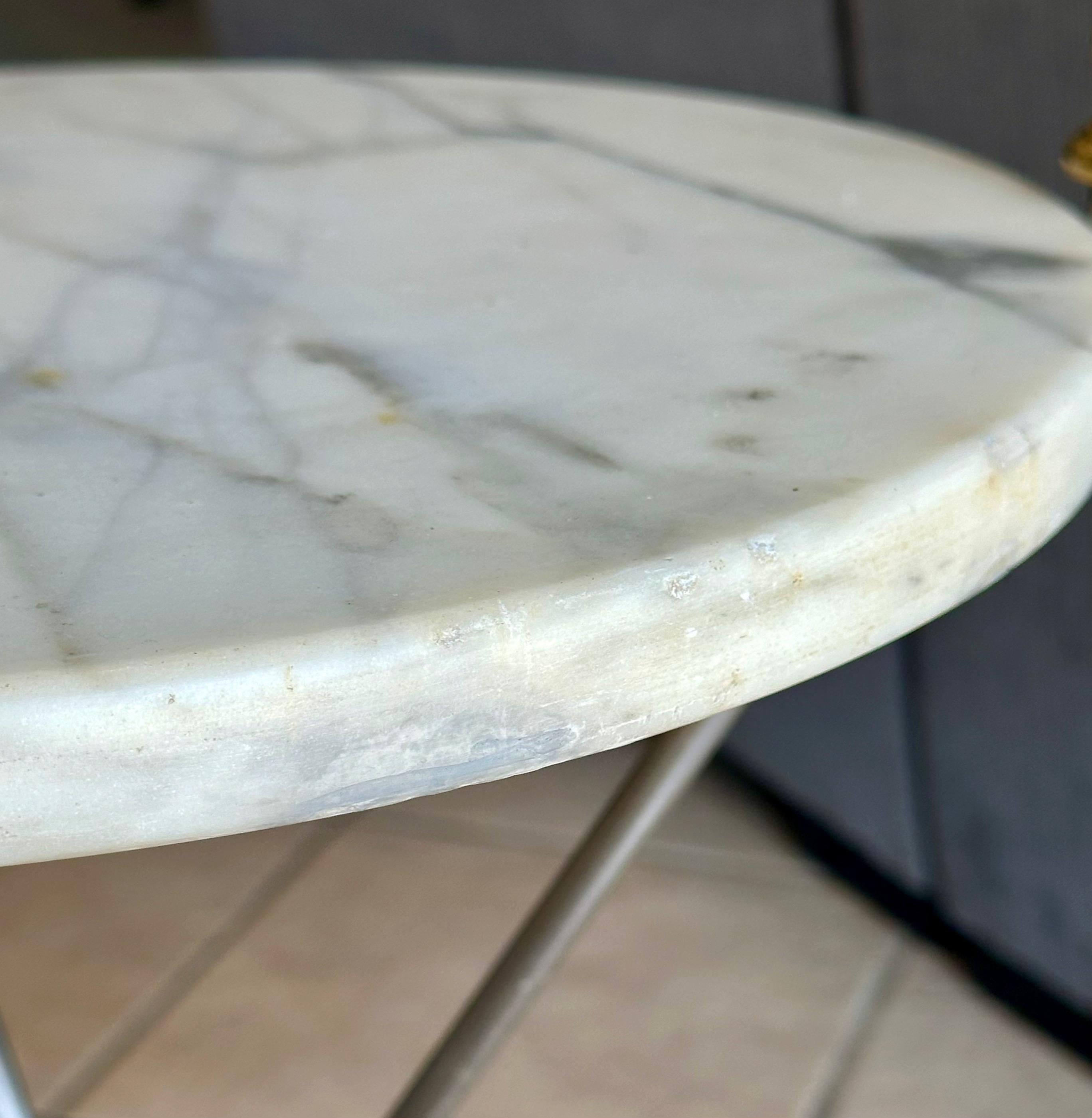 Italian Brass and Steel Tripod Side Table For Sale 7