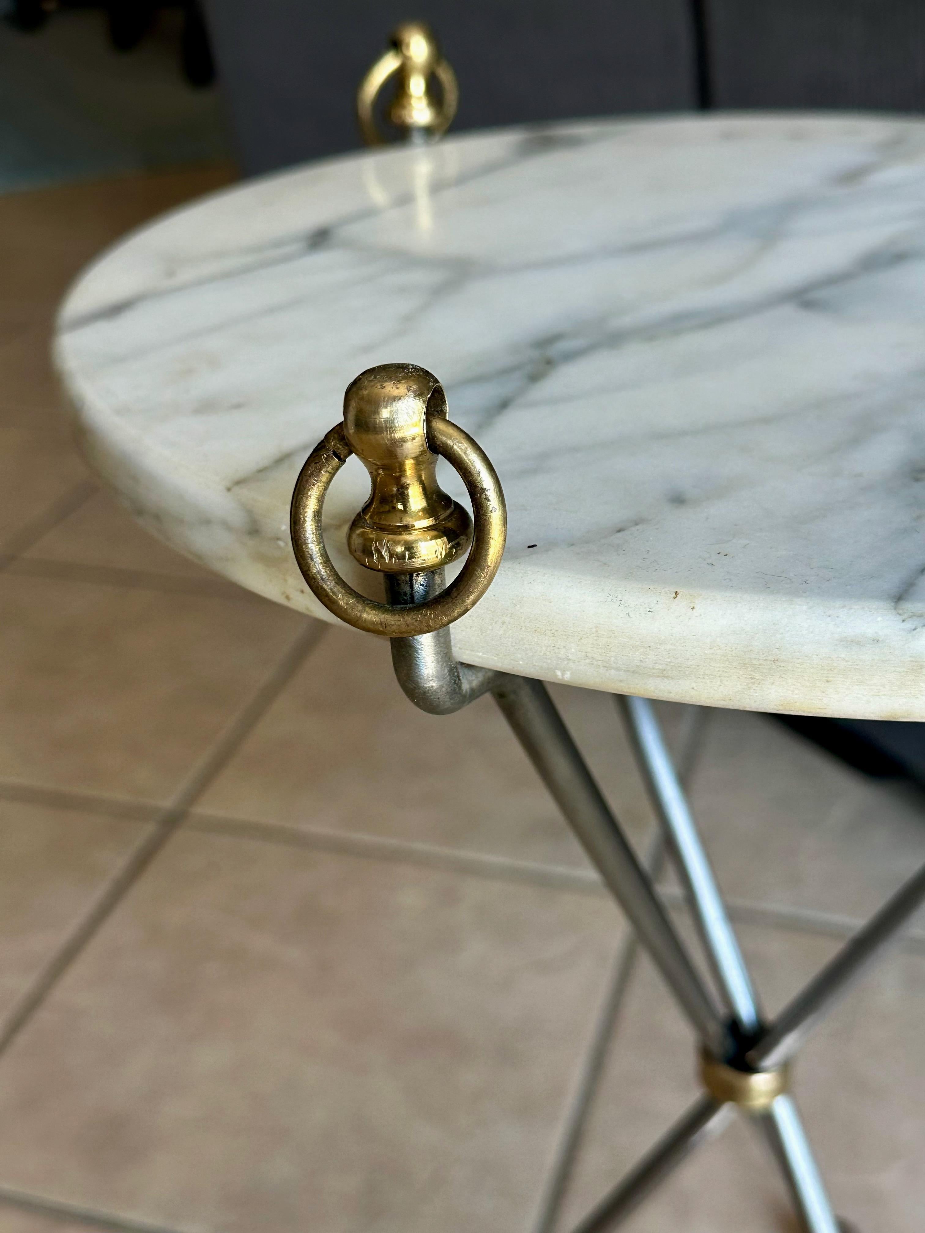 Italian Brass and Steel Tripod Side Table For Sale 8