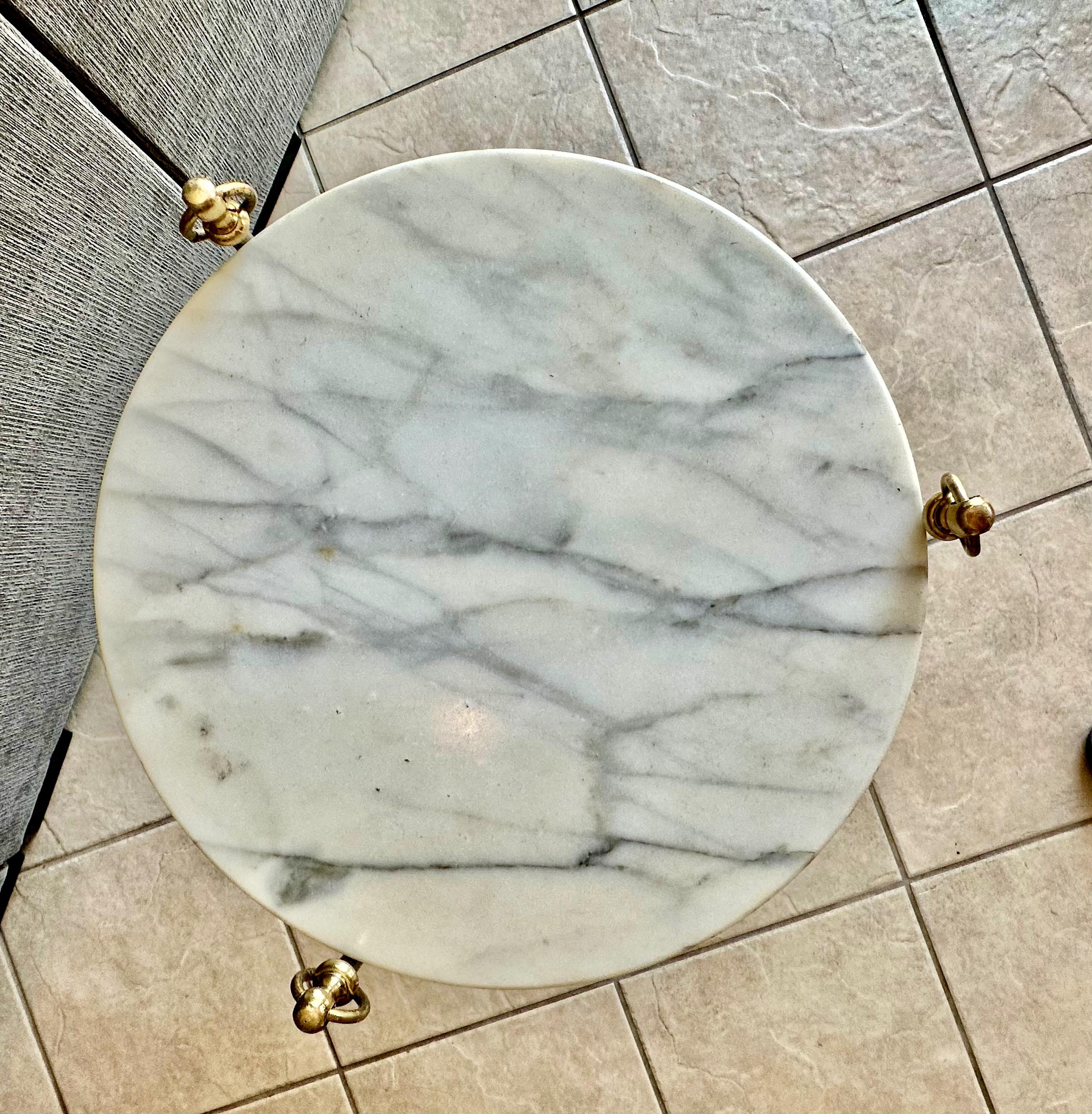 Italian Brass and Steel Tripod Side Table For Sale 9