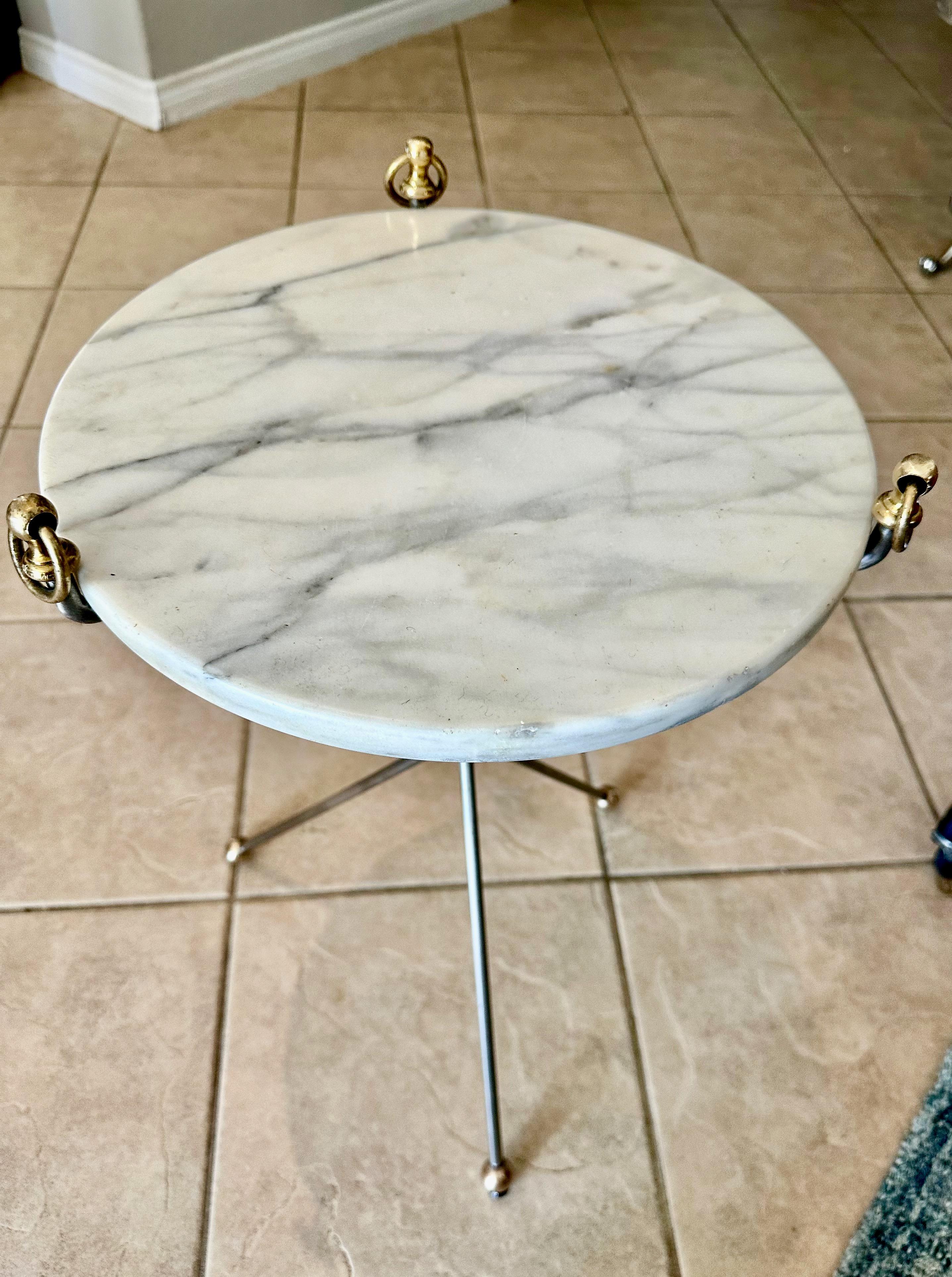 Italian Brass and Steel Tripod Side Table For Sale 10