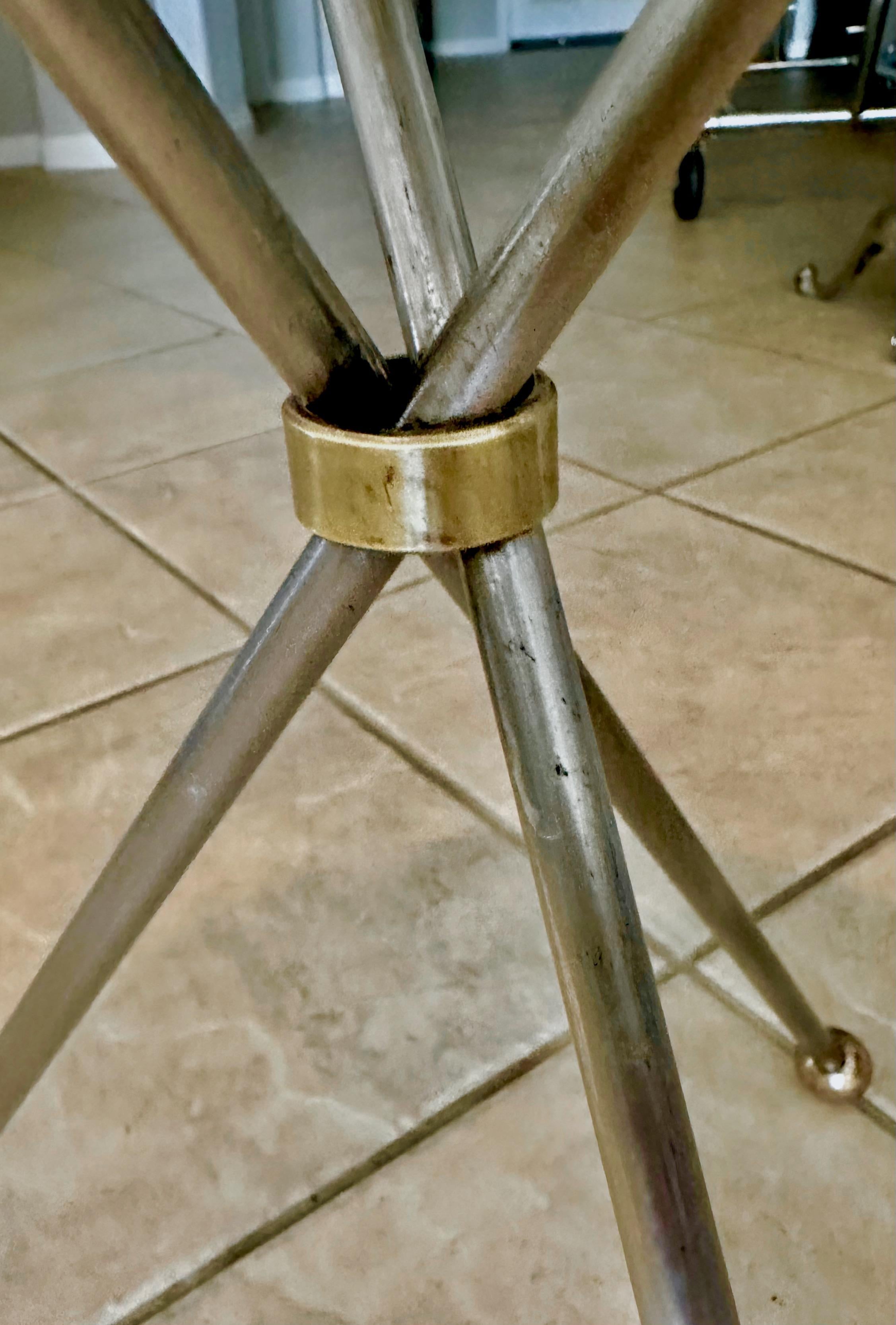 Italian Brass and Steel Tripod Side Table For Sale 13