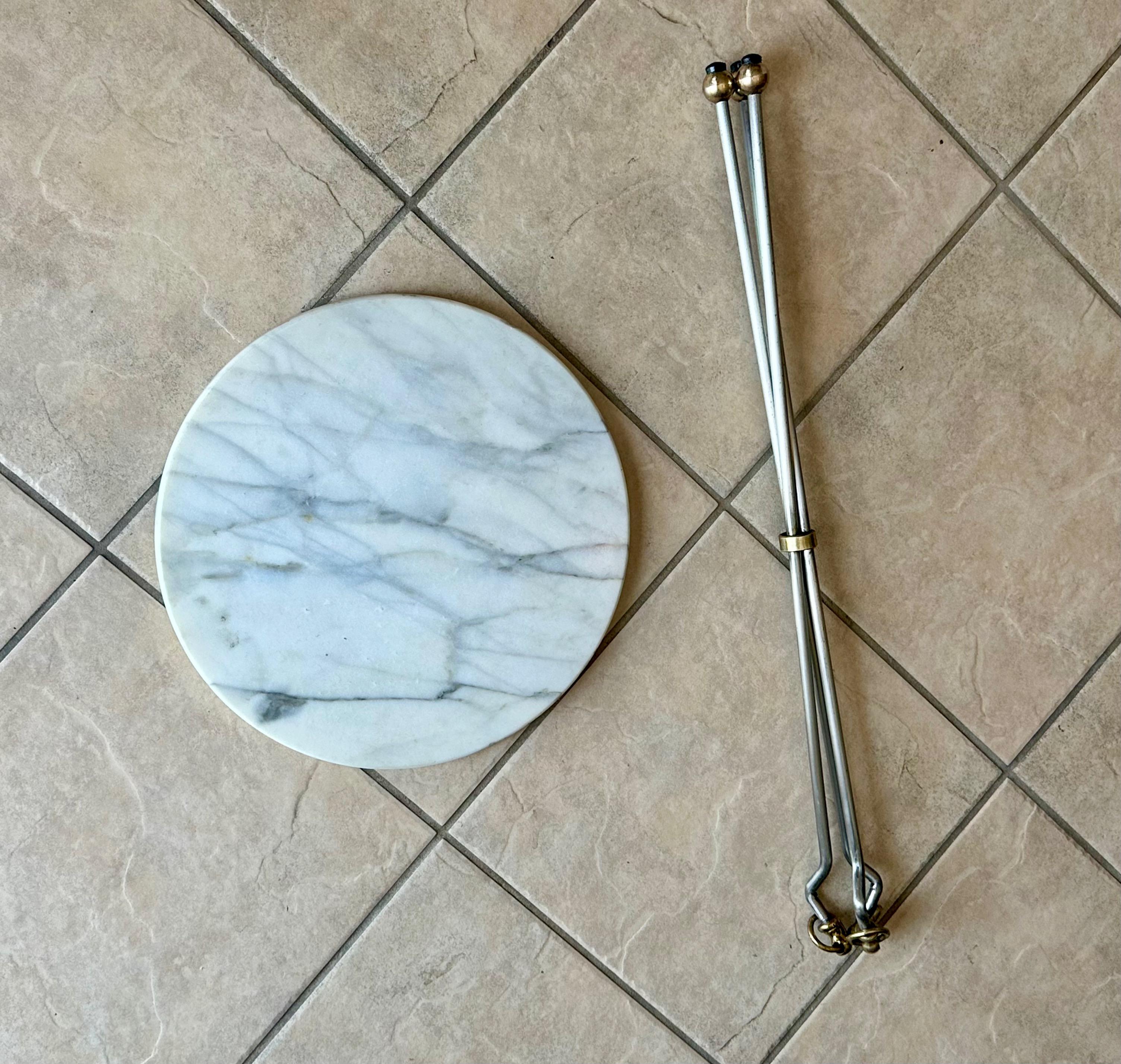 Italian Brass and Steel Tripod Side Table For Sale 14