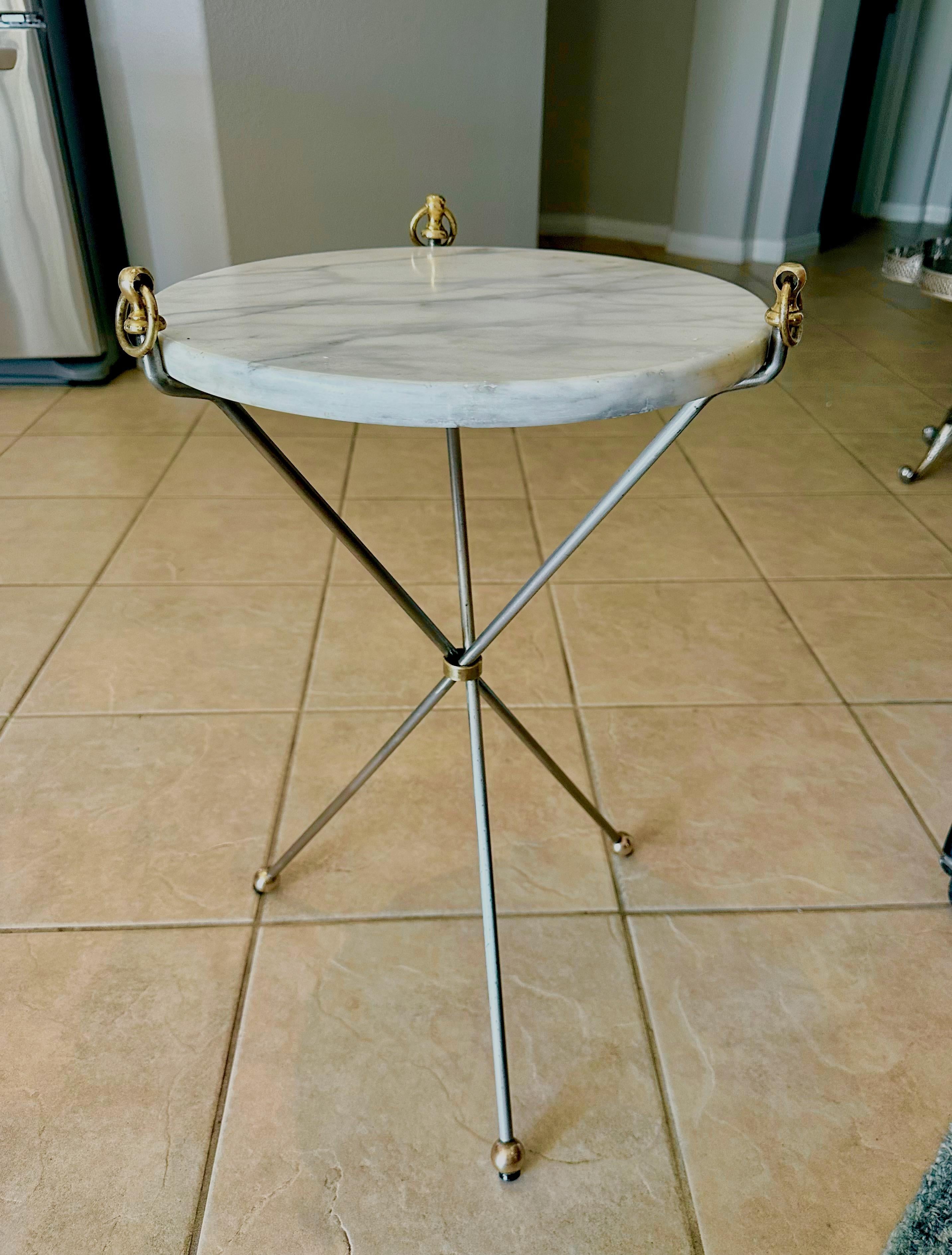 Italian Brass and Steel Tripod Side Table For Sale 15