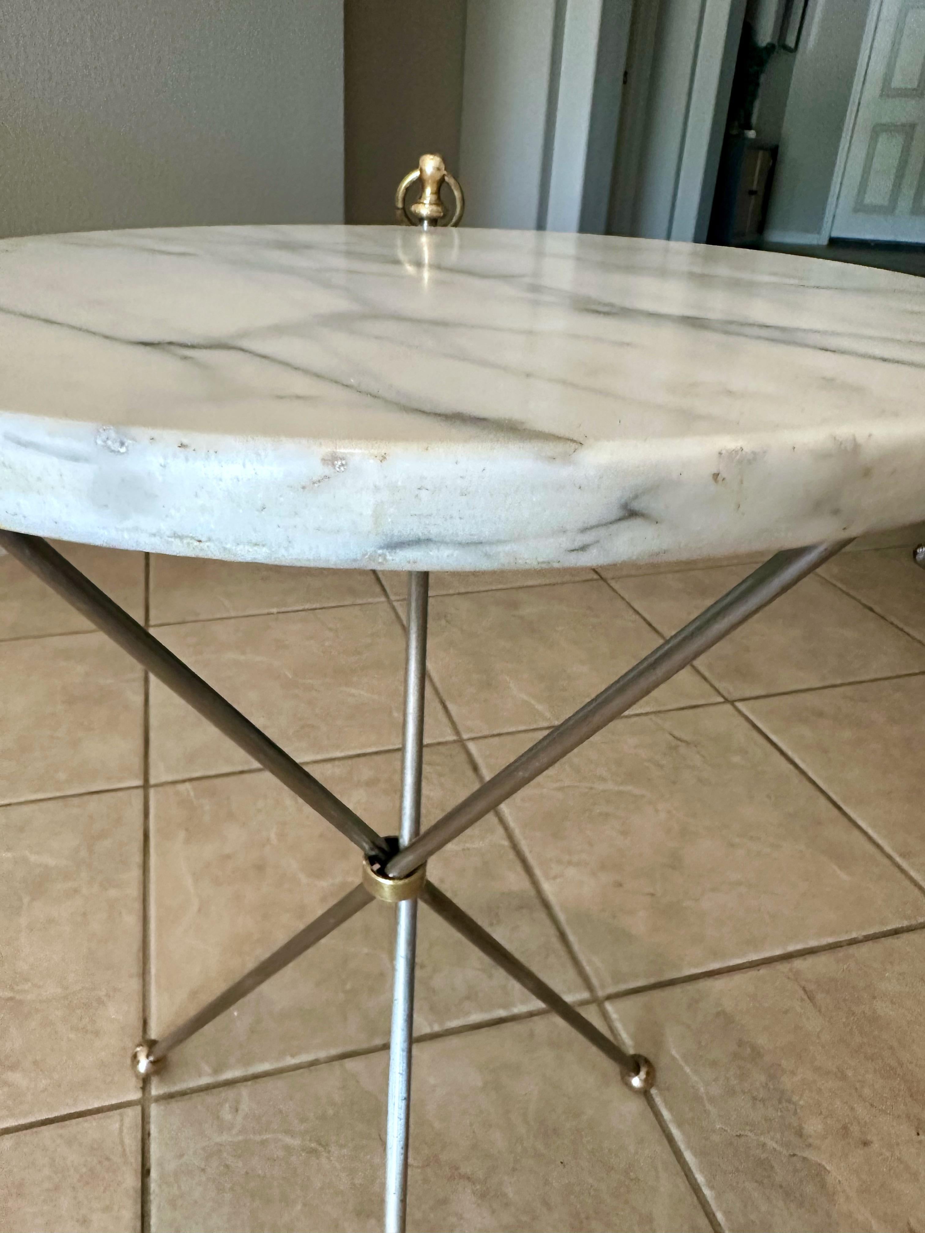 Italian Brass and Steel Tripod Side Table In Good Condition For Sale In Palm Springs, CA