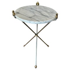 Italian Brass and Steel Tripod Side Table