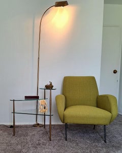 Italian Brass and Three Tiered Glass Shelf attributed to Enzo Mari