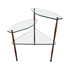Italian Brass and Three Tiered  Glass  Shelf