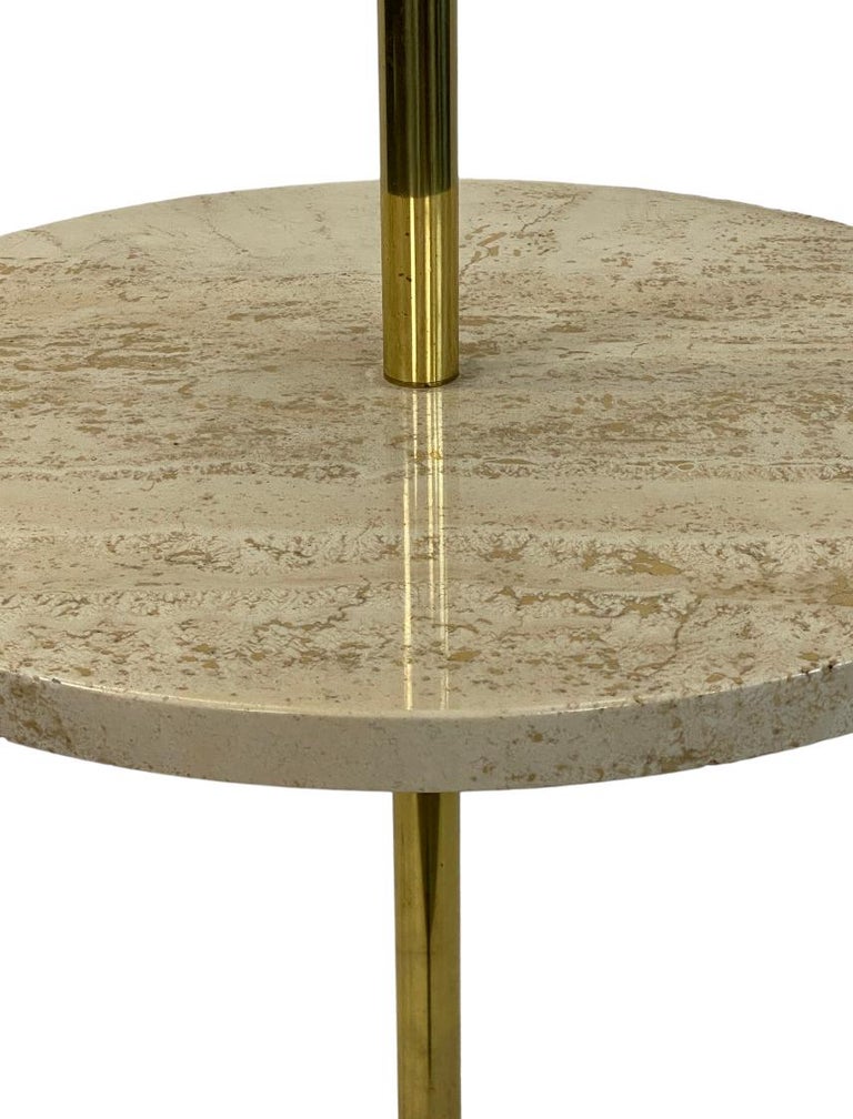 Italian Brass and Travertine Floor Lamp For Sale at 1stDibs