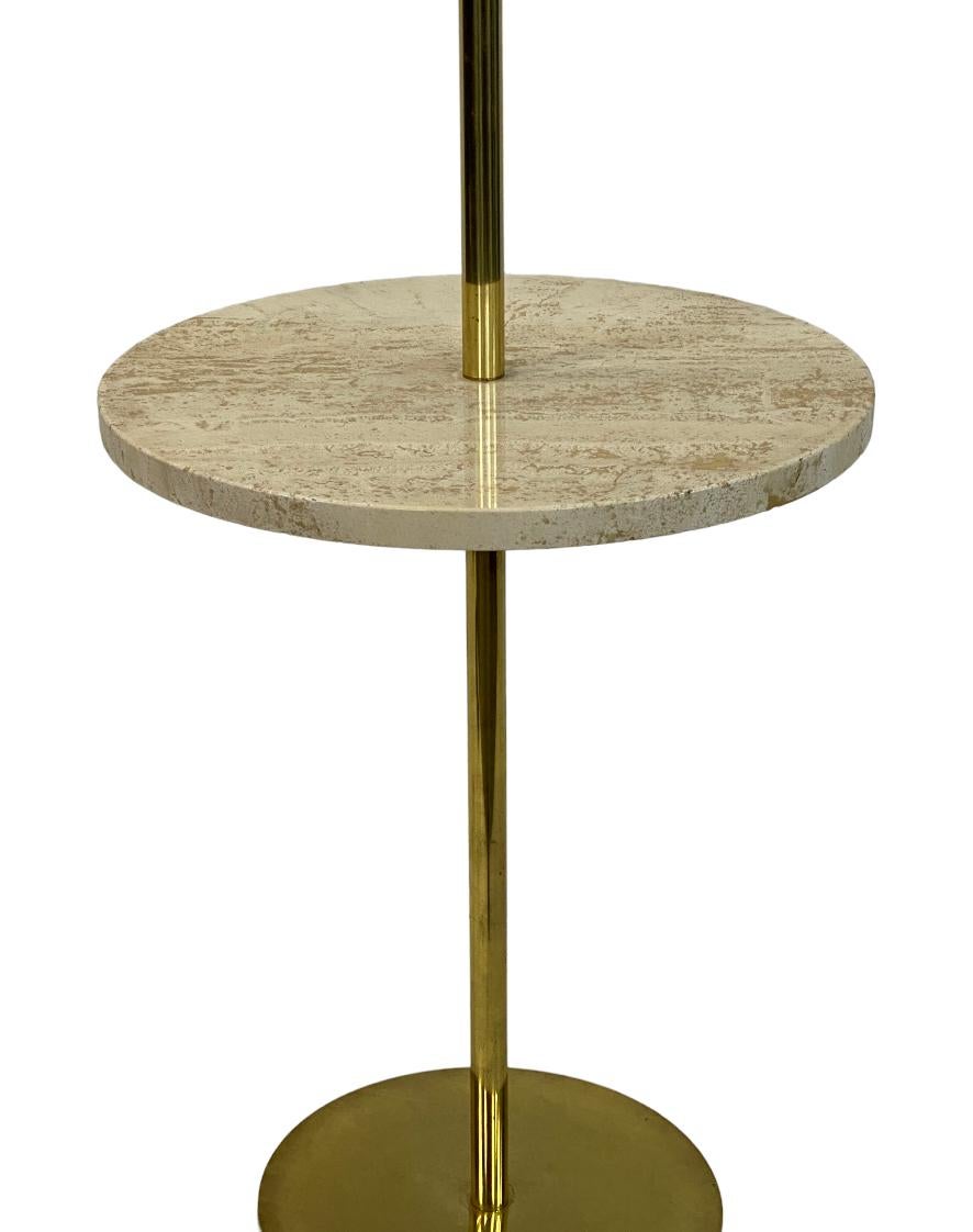 Italian Brass and Travertine Floor Lamp In Good Condition For Sale In Brooklyn, NY