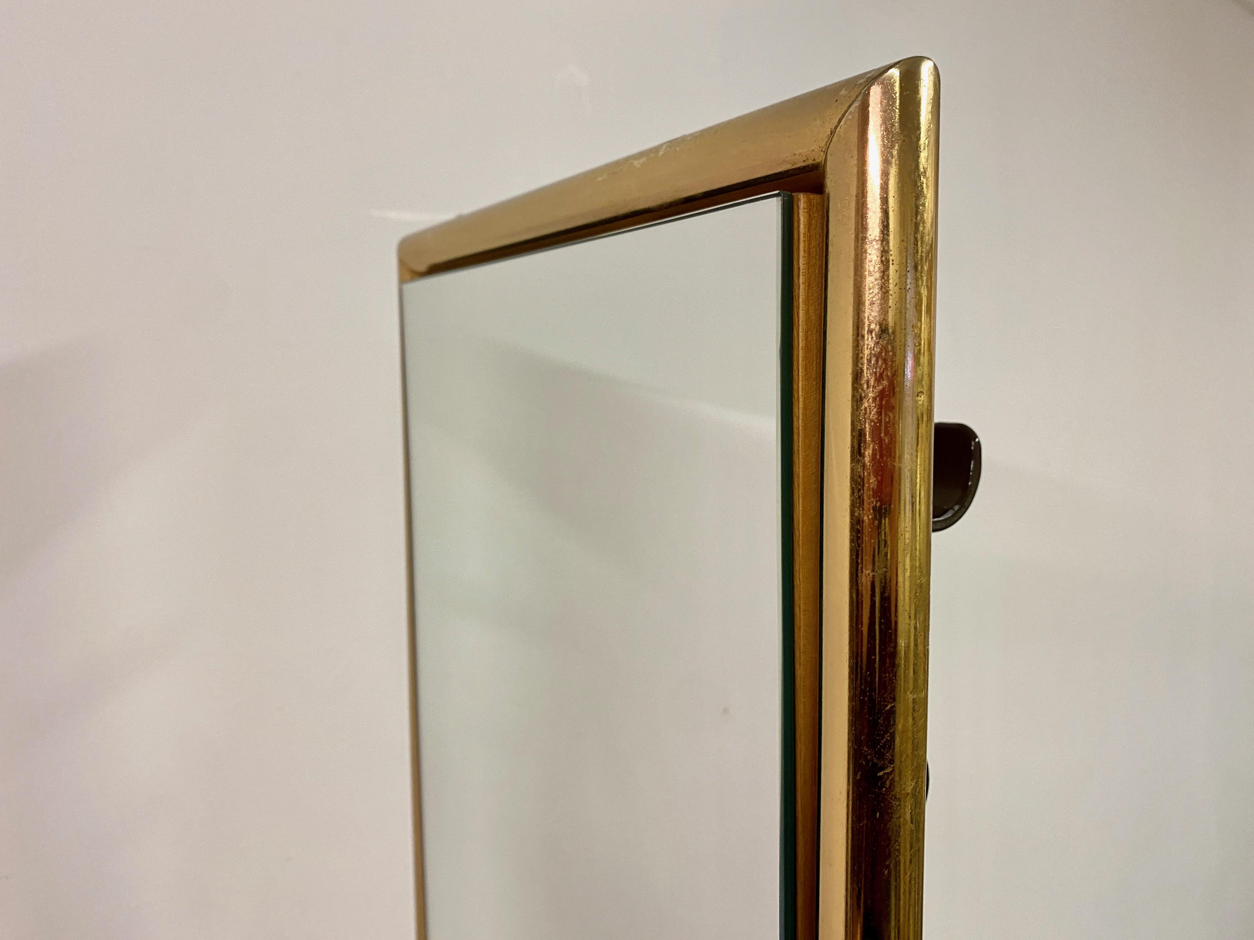 Italian Brass and Travertine Floor Standing Mirror 6