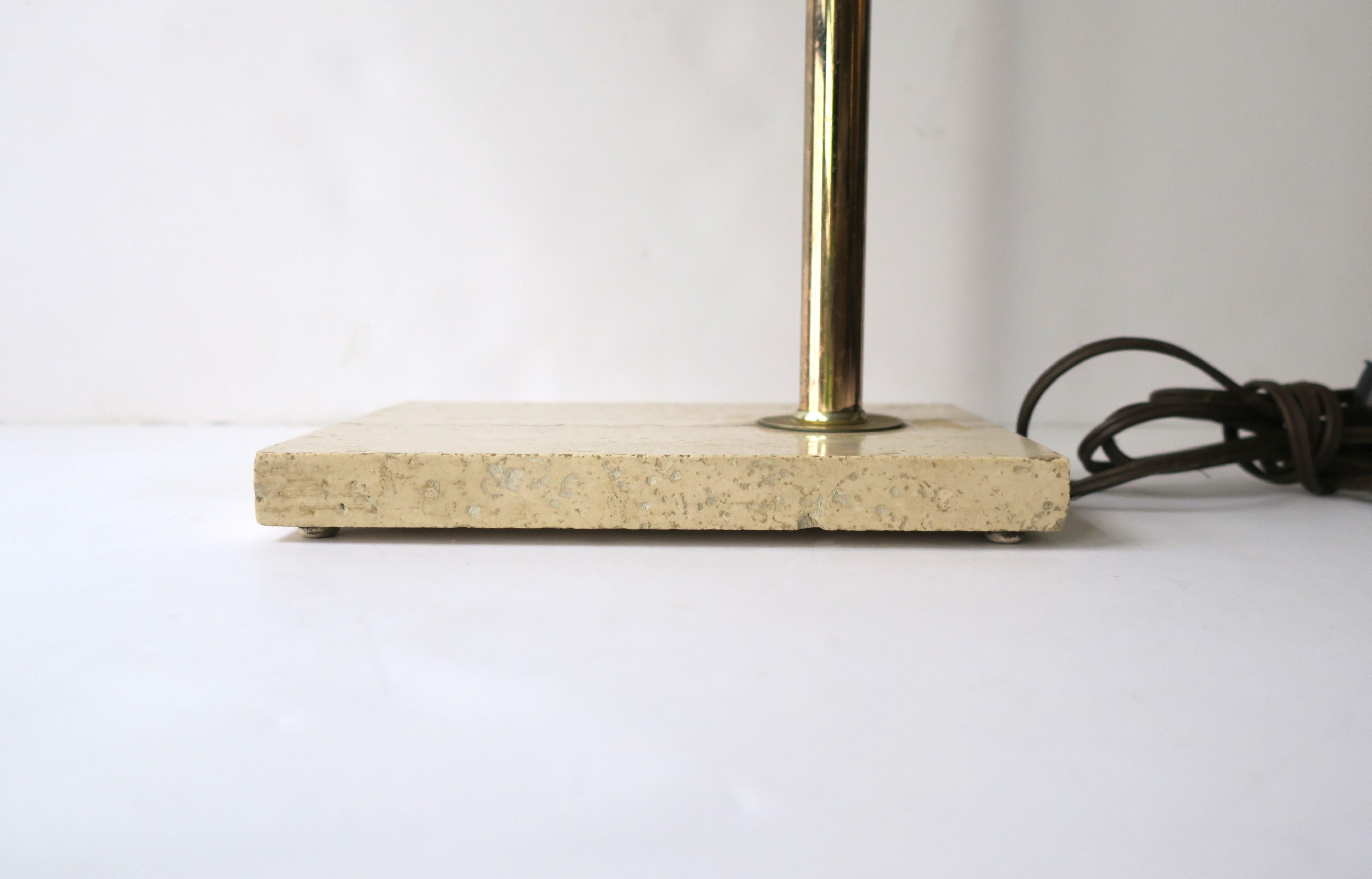 Italian Brass and Travertine Marble Desk or Table Lamp, circa 1960s 1970s For Sale 8