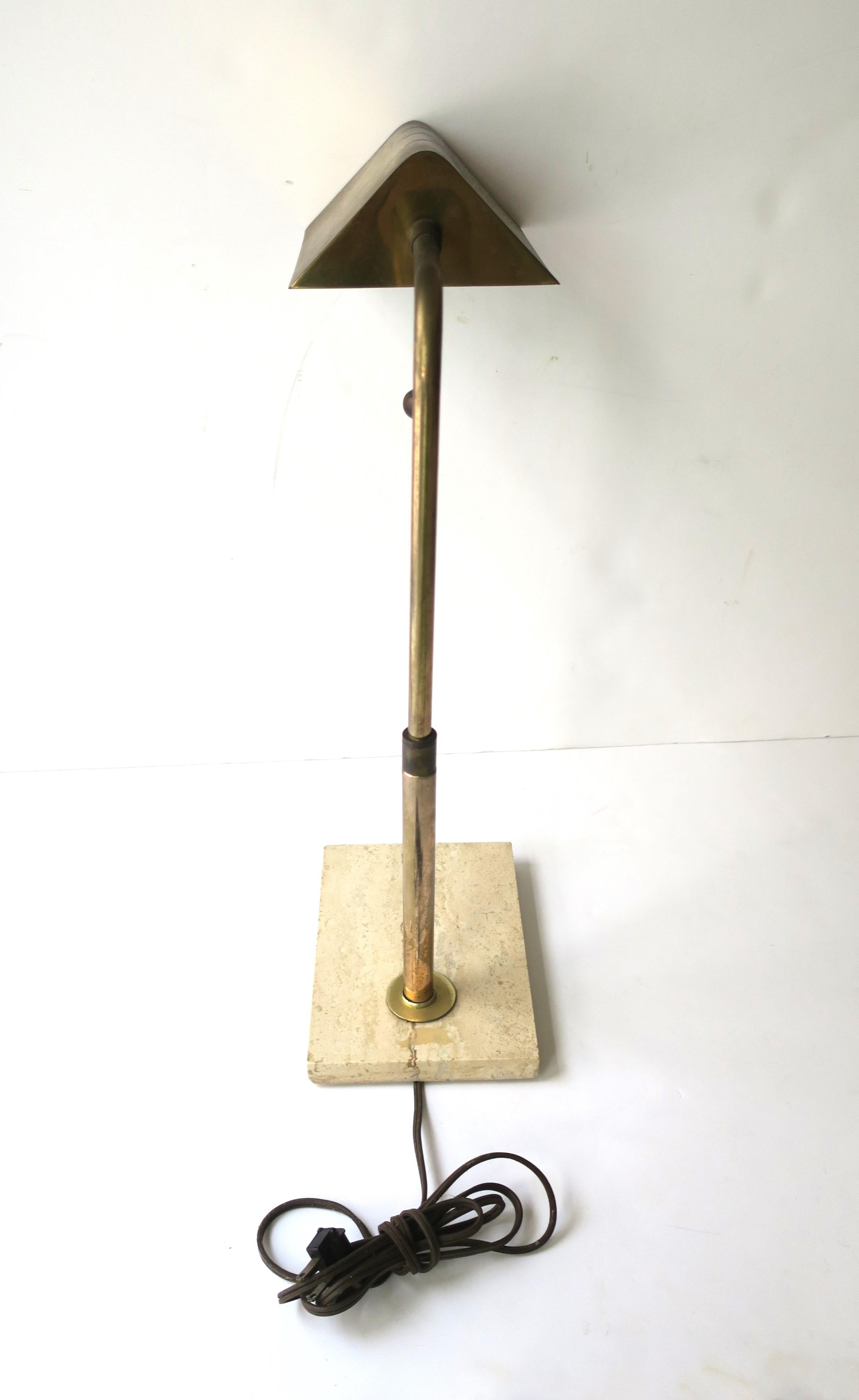Italian Brass and Travertine Marble Desk or Table Lamp, circa 1960s 1970s For Sale 9