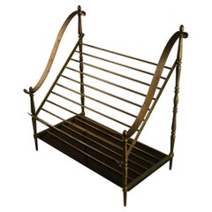 Vintage Italian Brass and Wood Music/Magazine Rack