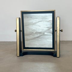 Specchio da tavolo italiano in ottone e Wood