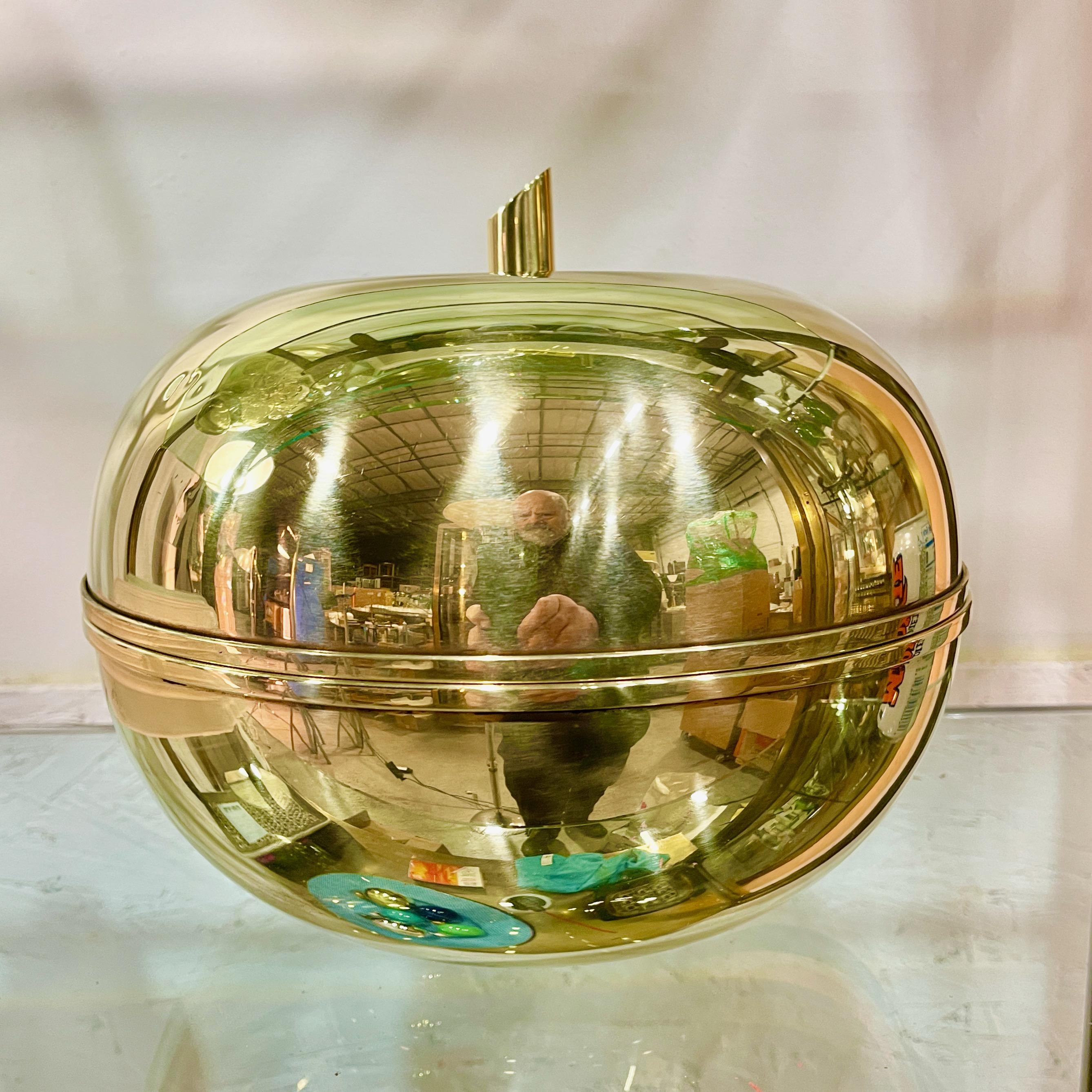 Mid-Century Modern Luciano Frigerio Brass Apple Ice Bucket For Sale