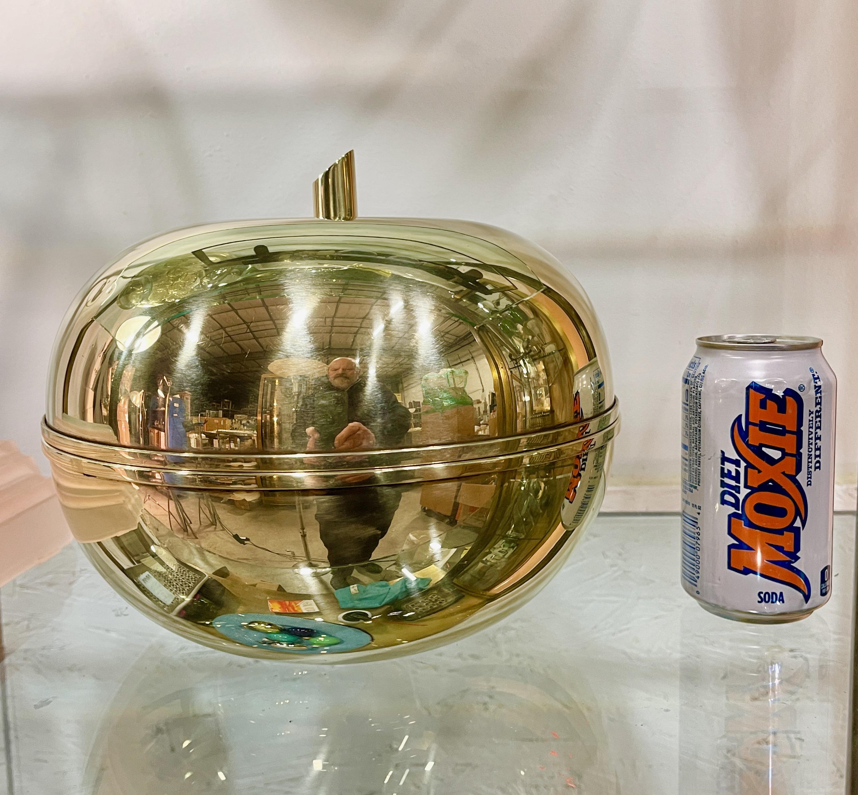 Italian Luciano Frigerio Brass Apple Ice Bucket For Sale