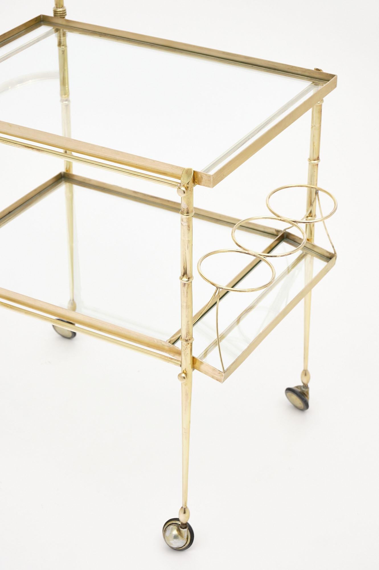 French Italian Brass Art Deco Bar Cart