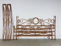 Italian Brass, Rattan 1960s Bedframe by Ferruccio Grassi for Bonacina