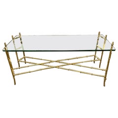 Italian Brass Bamboo Form Coffee Table
