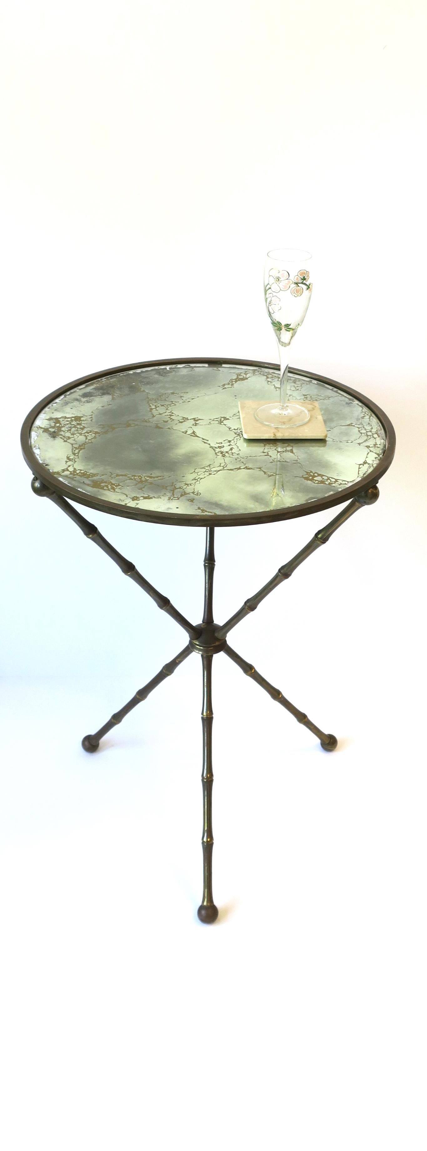 Italian Brass Bamboo Tripod Round Side Drinks Table In Good Condition In New York, NY