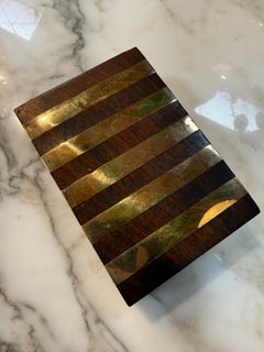 Italian Brass-Banded Wood Box, 1970s