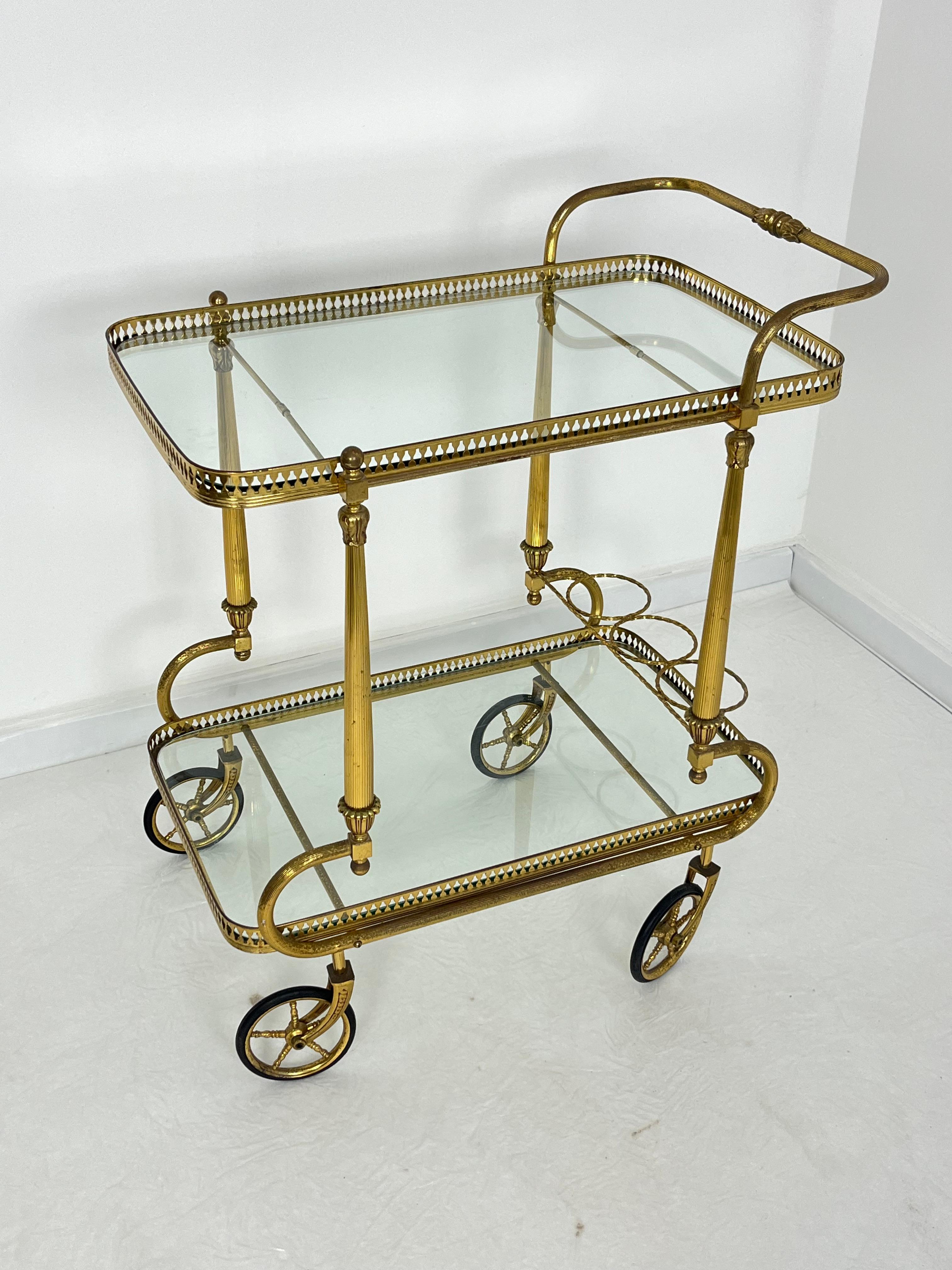 Chariot de bar italien en laiton, années 1950. en vente 5