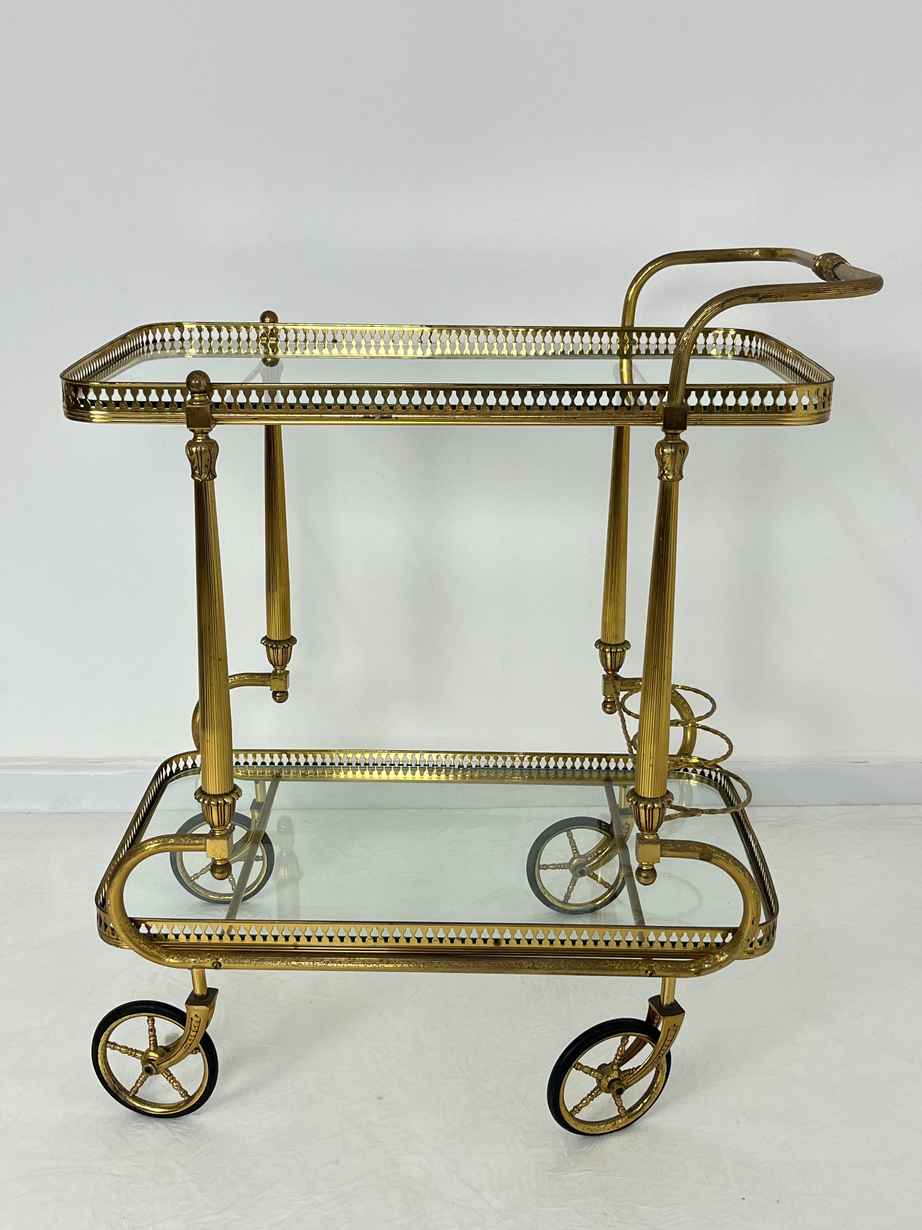 Chariot de bar italien en laiton, années 1950. en vente 6