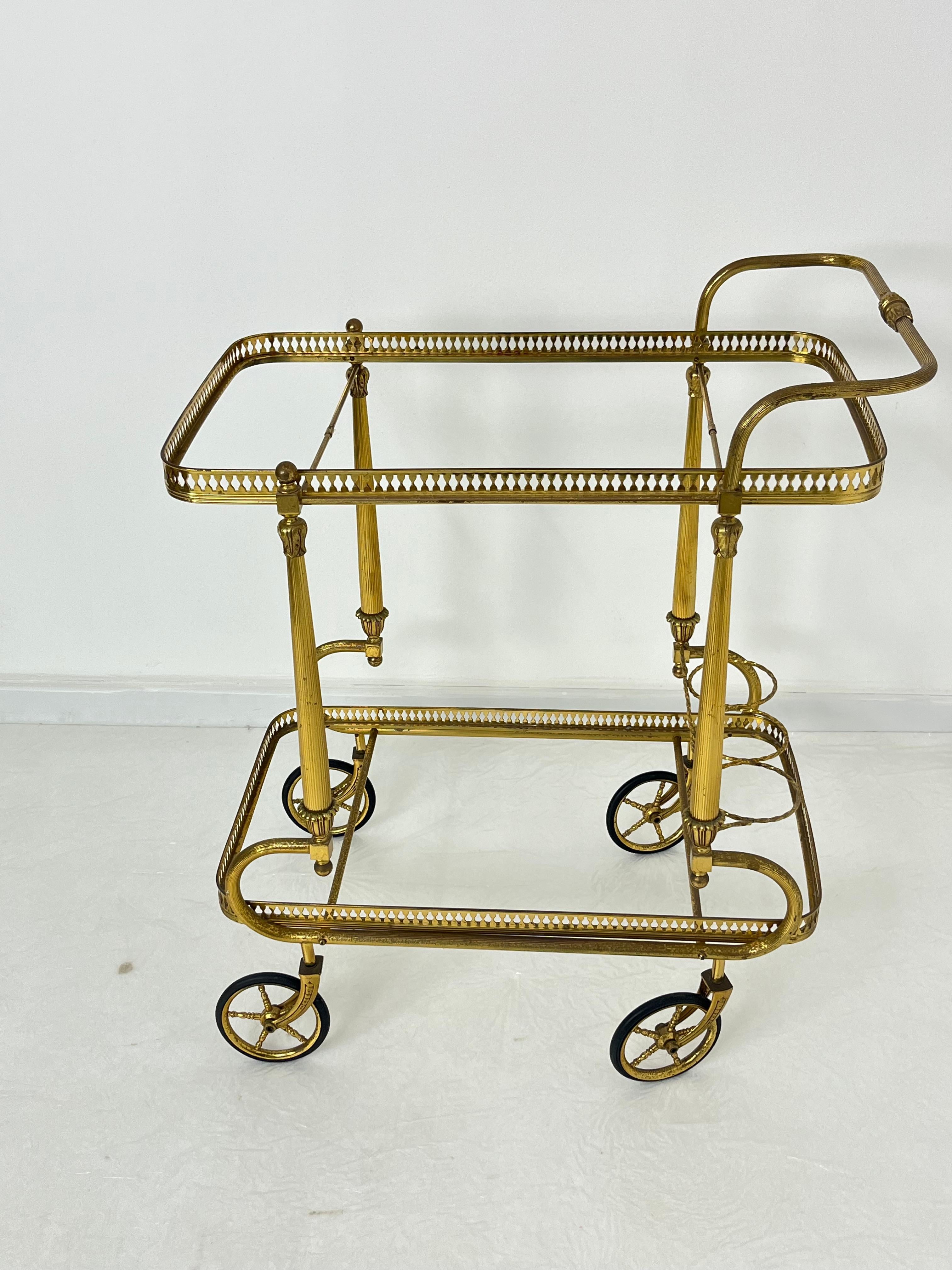 Chariot de bar italien en laiton, années 1950. en vente 7