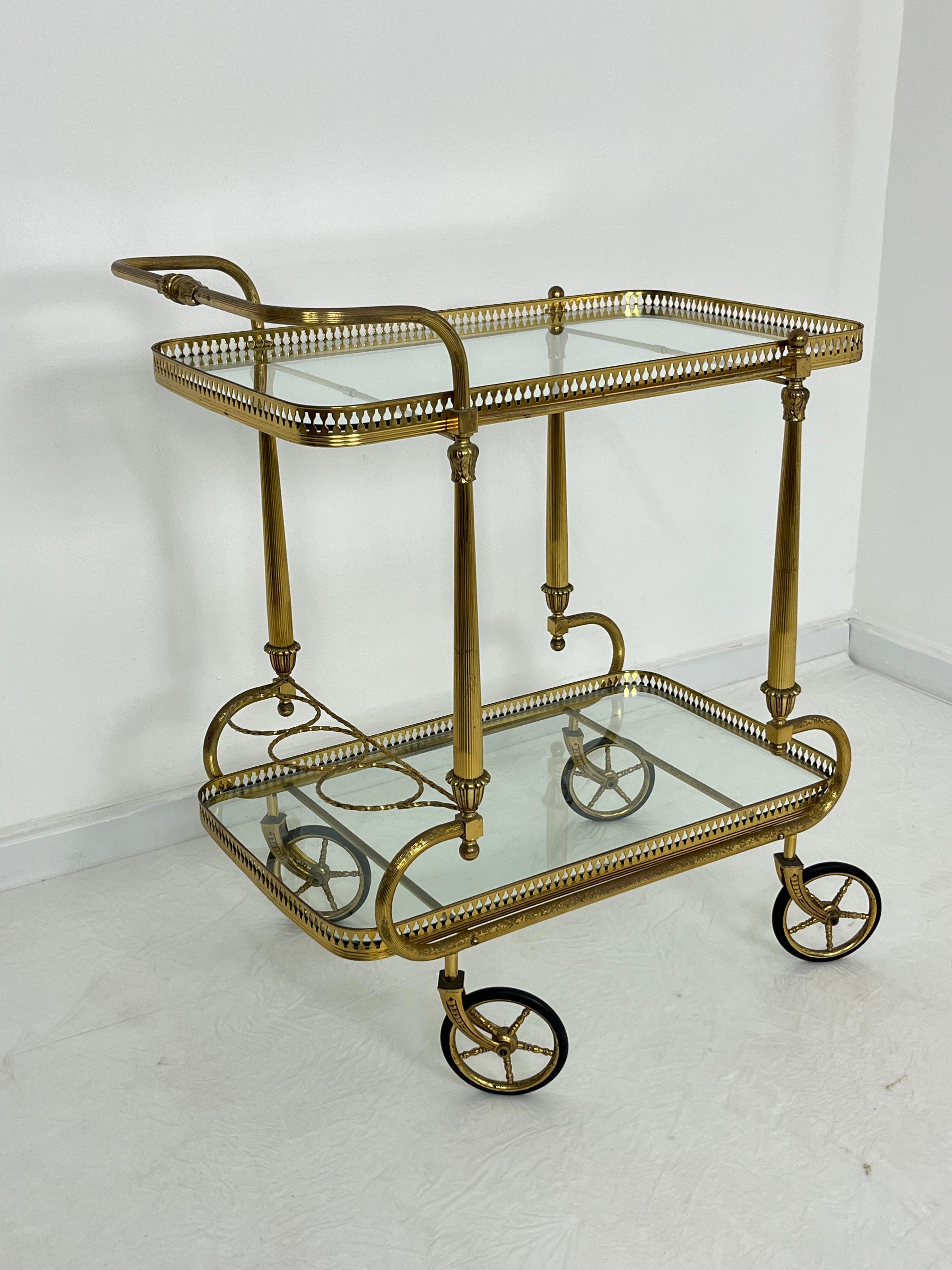 Chariot de bar italien en laiton, années 1950. Bon état - En vente à Palermo, IT