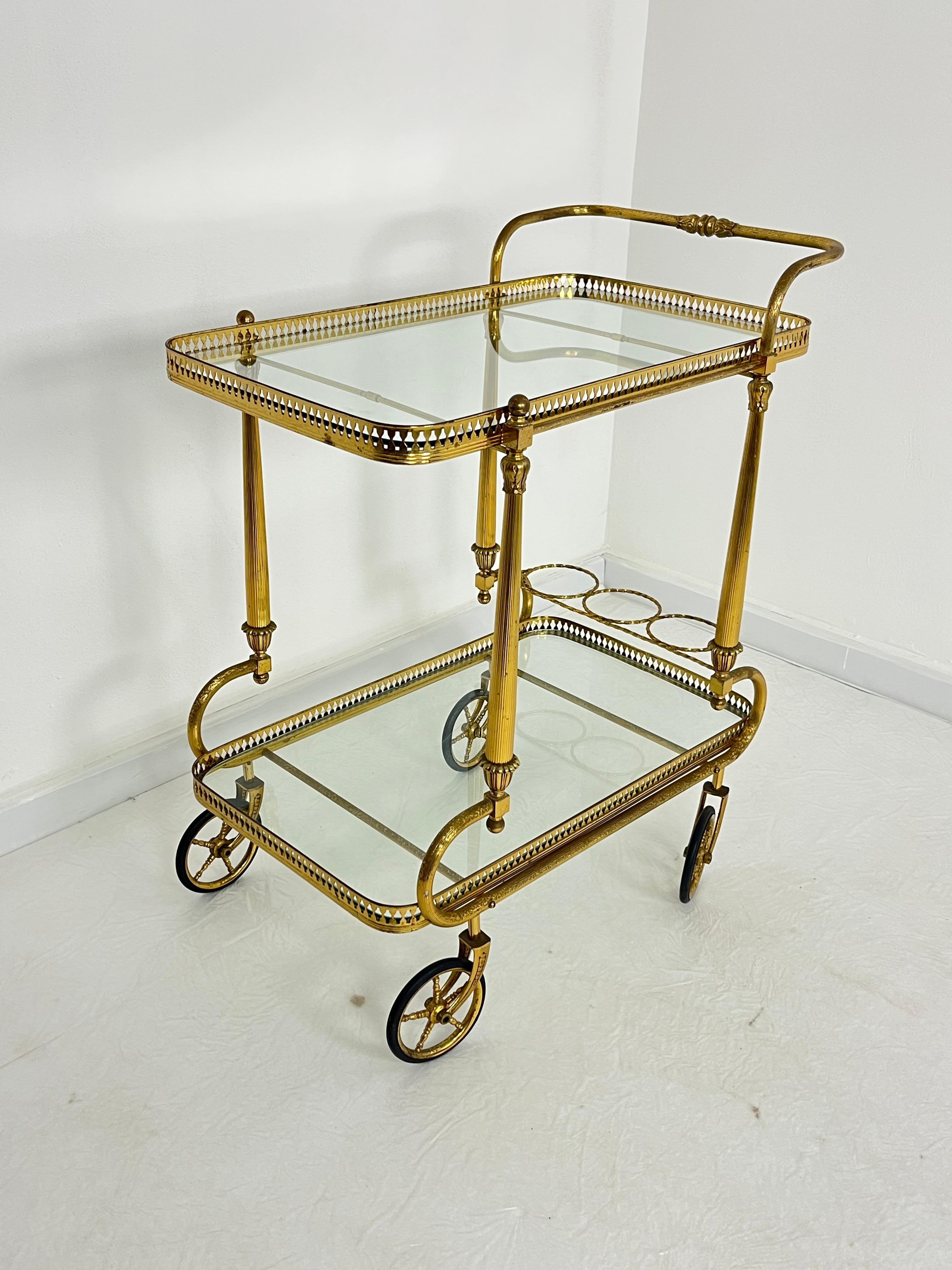 Chariot de bar italien en laiton, années 1950. en vente 3