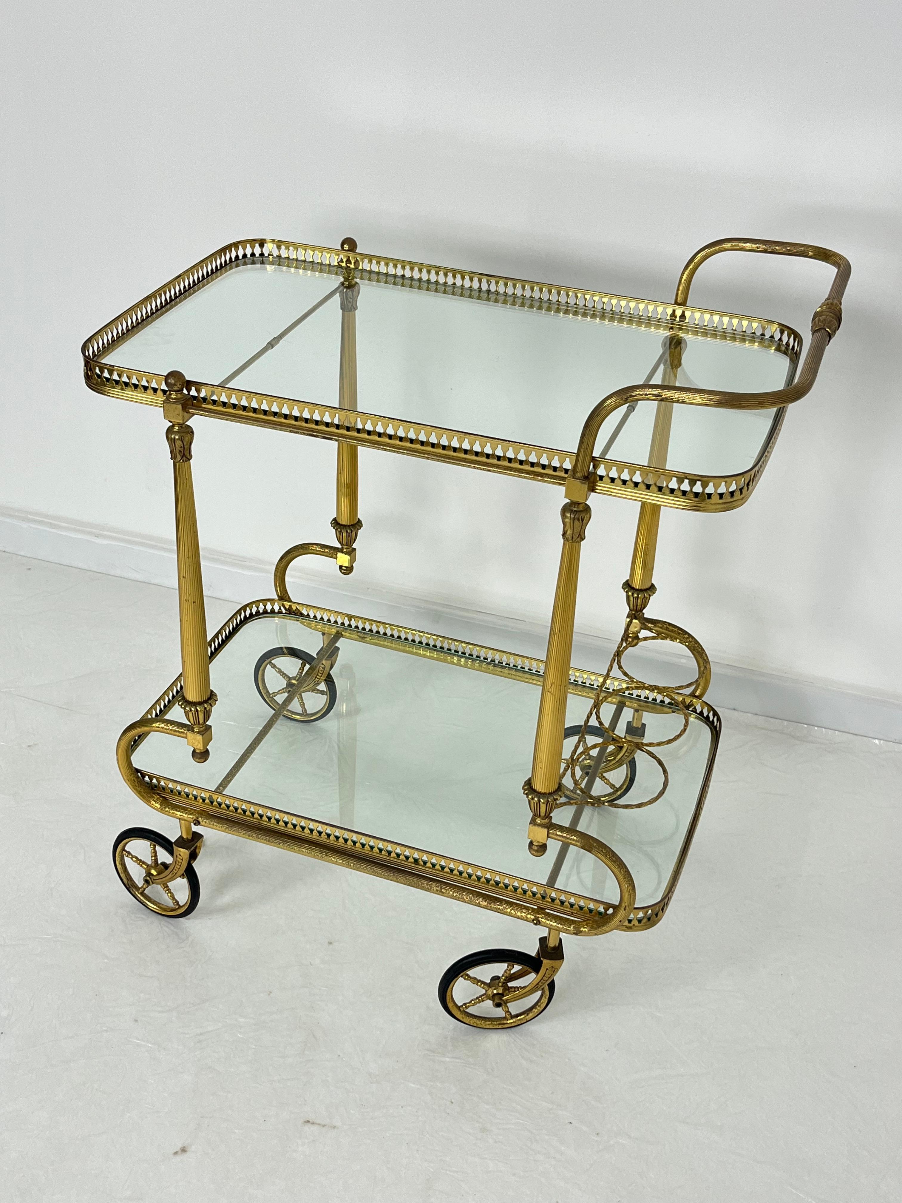 Chariot de bar italien en laiton, années 1950. en vente 4