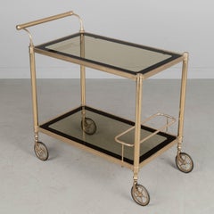 Italienischer Messing-Barwagen mit Räucherglasböden 1970er Jahre