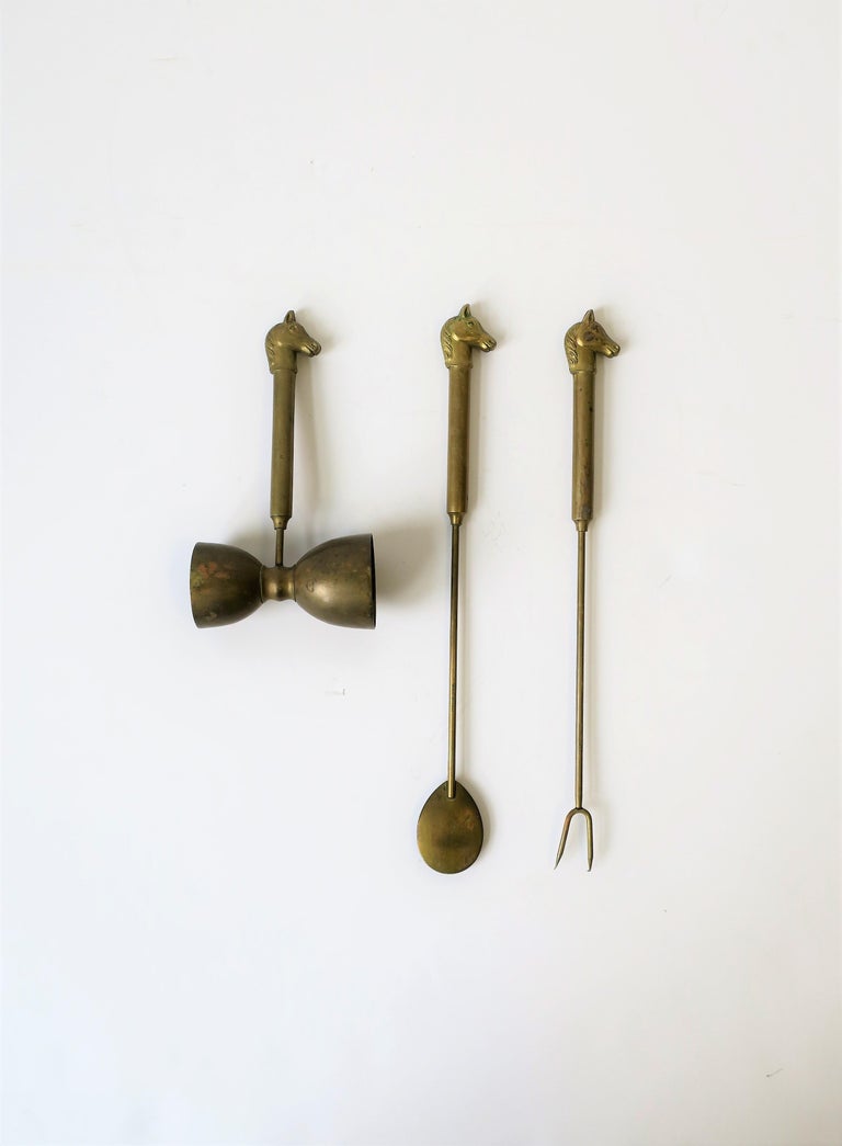 Italian Brass Bar Cocktail Bar Tools Set with Horsehead Handle at 1stDibs