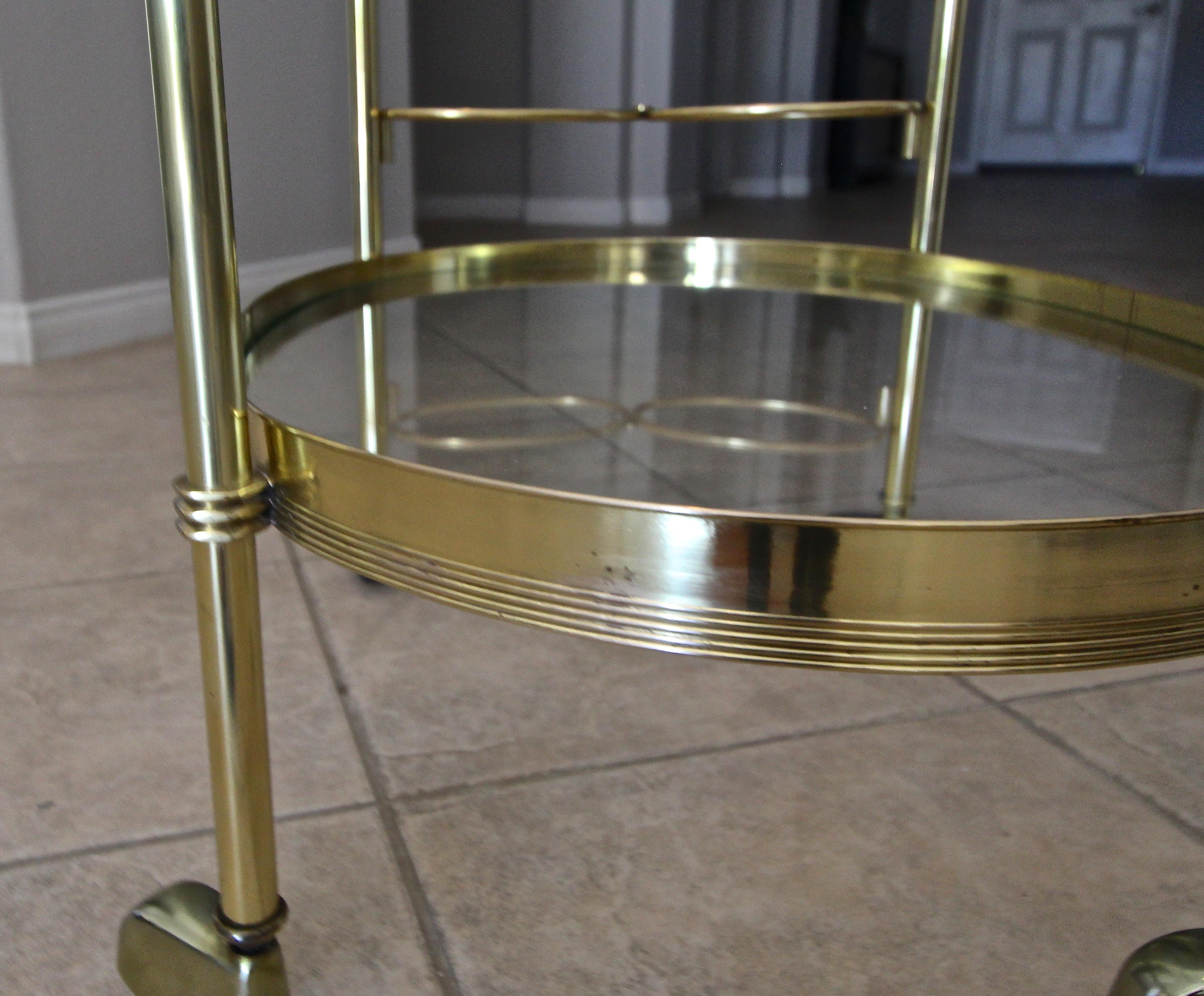 Italian Brass Bar or Tea Cart For Sale 7