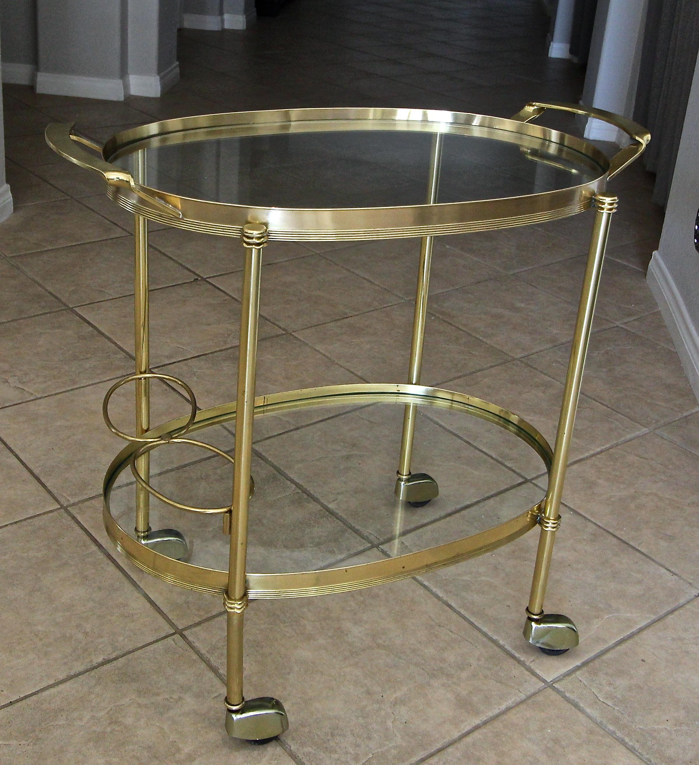 Italian Brass Bar or Tea Cart For Sale 11