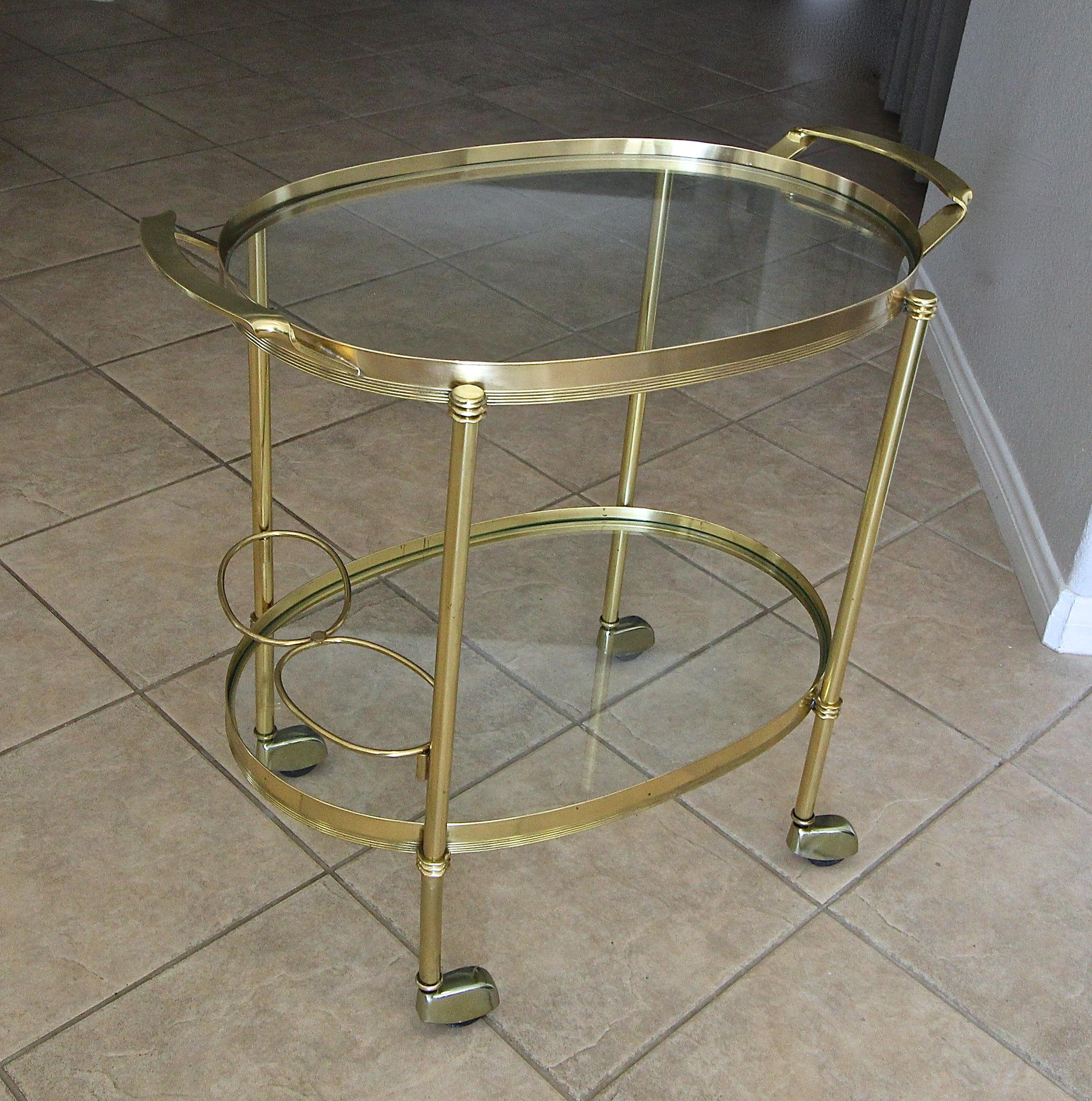 Italian Brass Bar or Tea Cart In Good Condition For Sale In Palm Springs, CA
