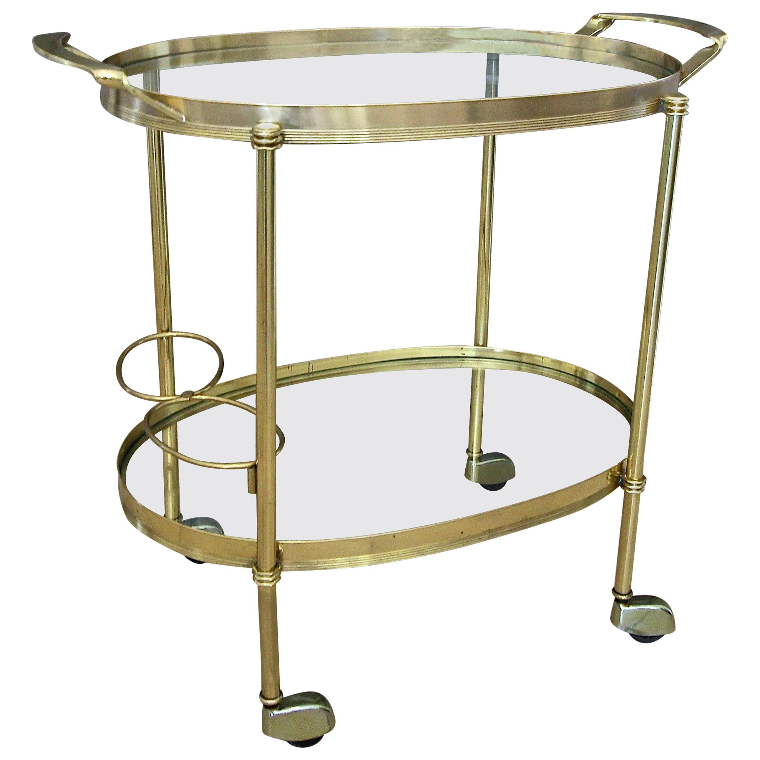 Italian Brass Bar or Tea Cart For Sale