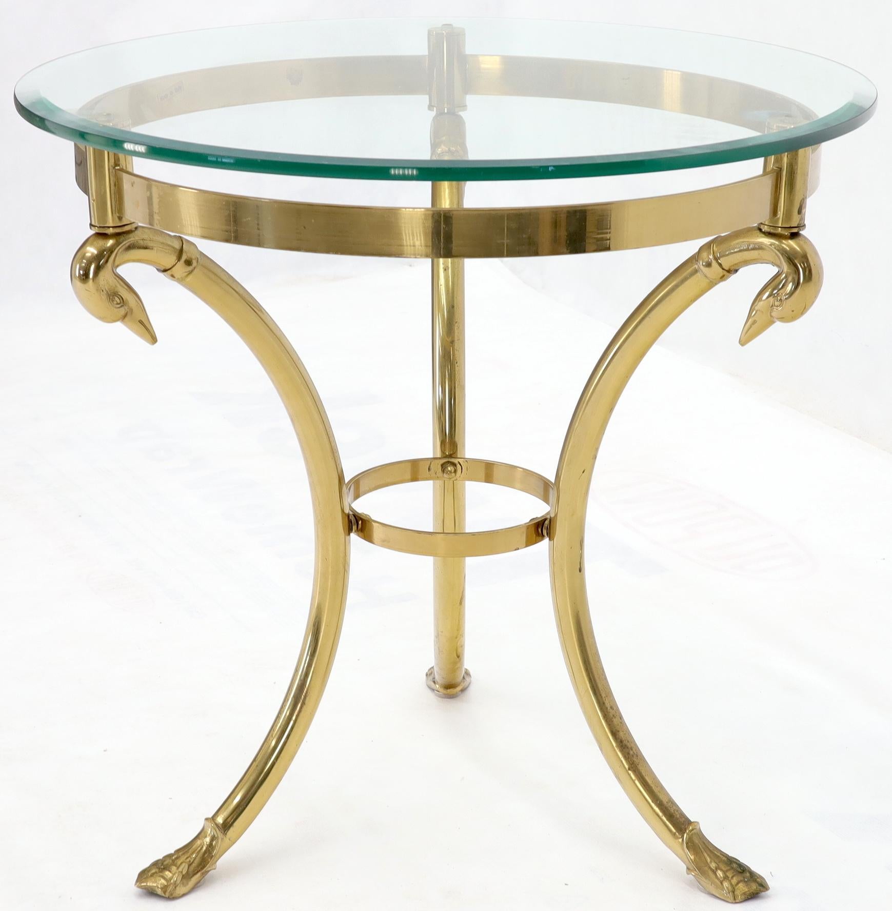 Italian Brass Base Glass Top Round Lamp Table Gueridon Stand For Sale 8