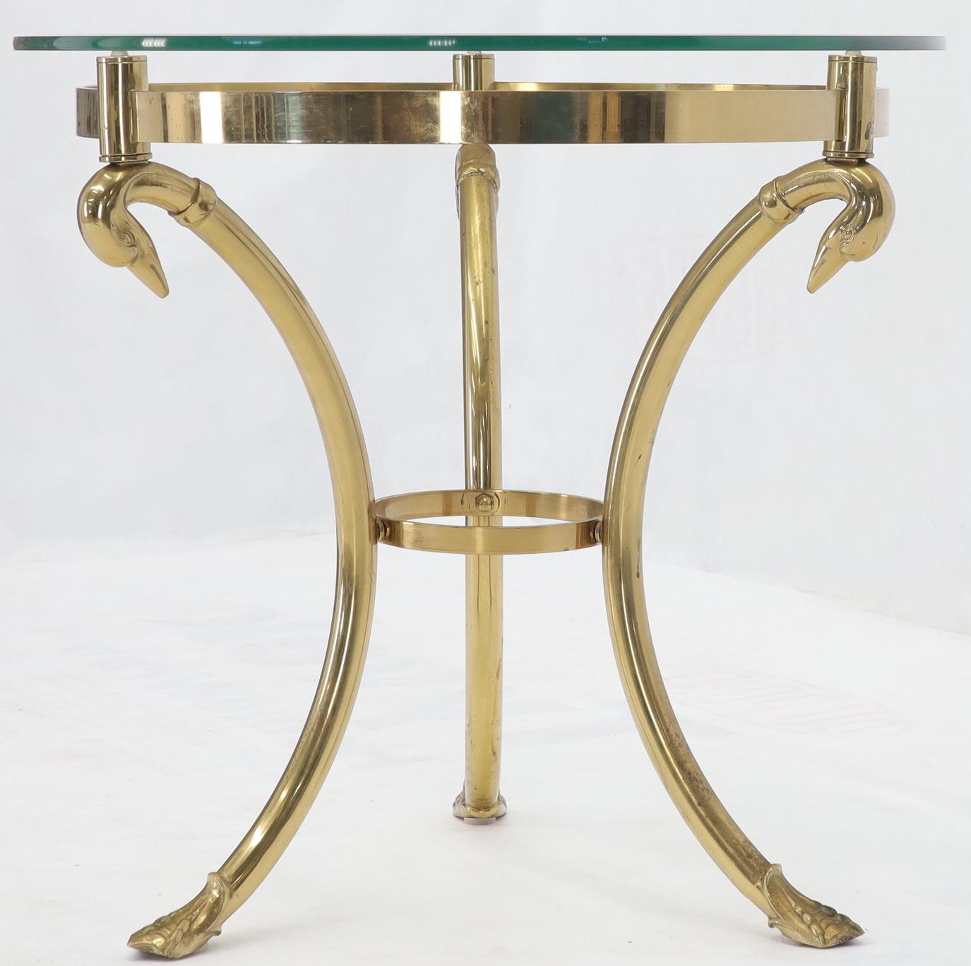 20th Century Italian Brass Base Glass Top Round Lamp Table Gueridon Stand For Sale