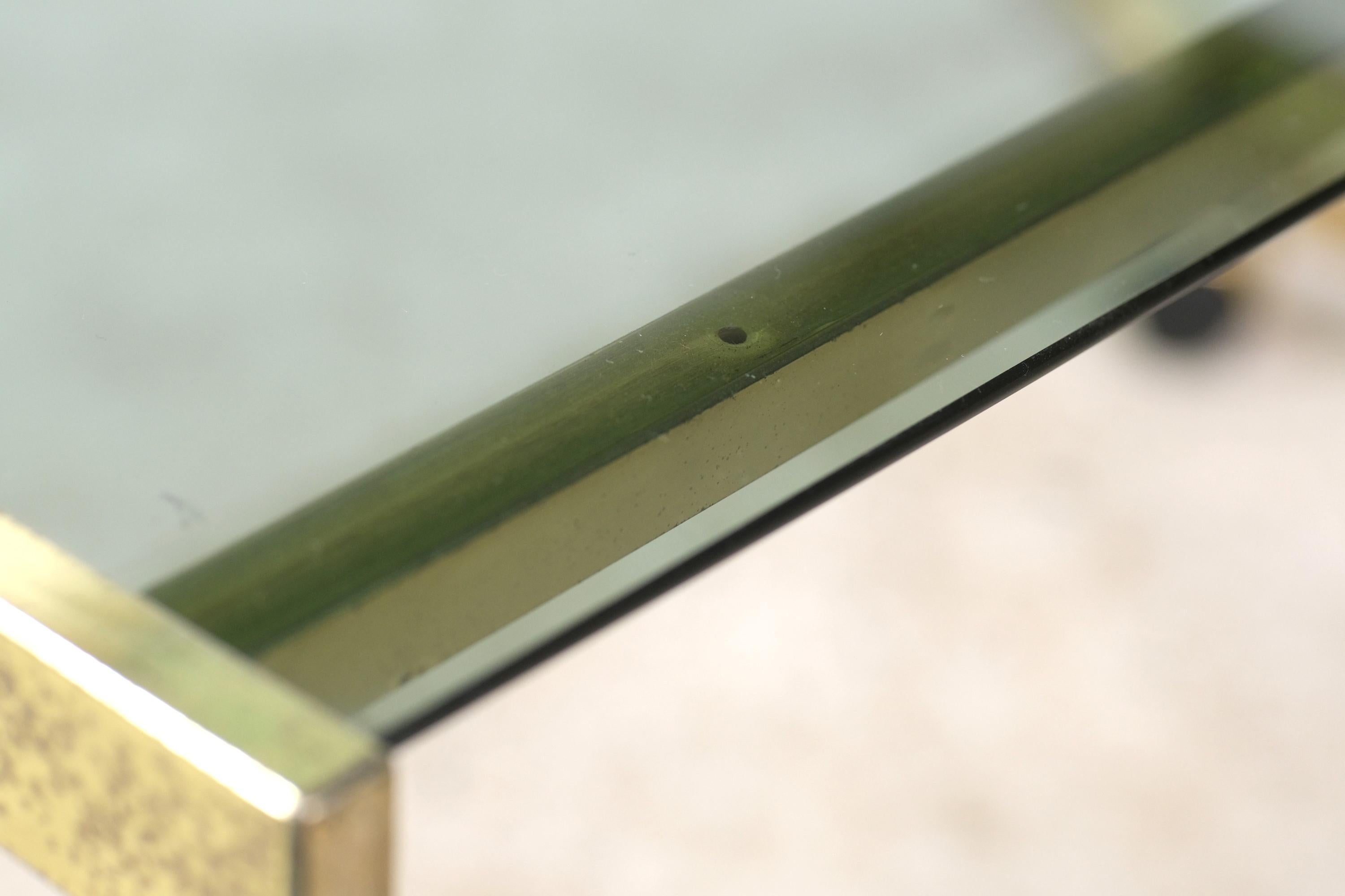 Italian Brass Bauhaus Inspired Bar Cart W/ 2-Tier Glass Shelves 3