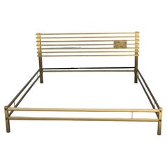 Italian Brass Bed 1970s Luciano Frigerio Sculptural Minimalist Design Pomodoro