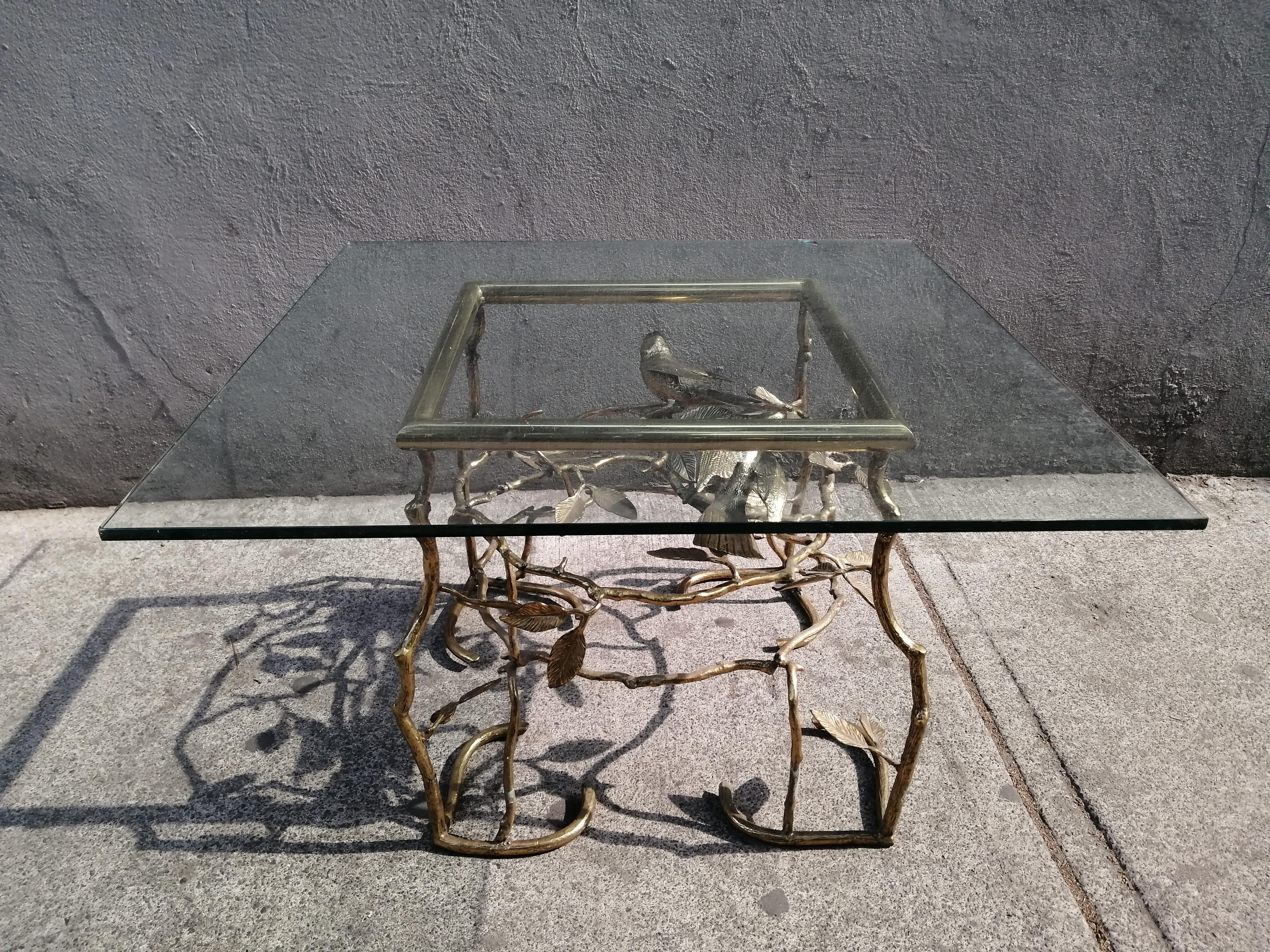 Late 20th Century Italian Brass Birds on Branches Cocktail Table