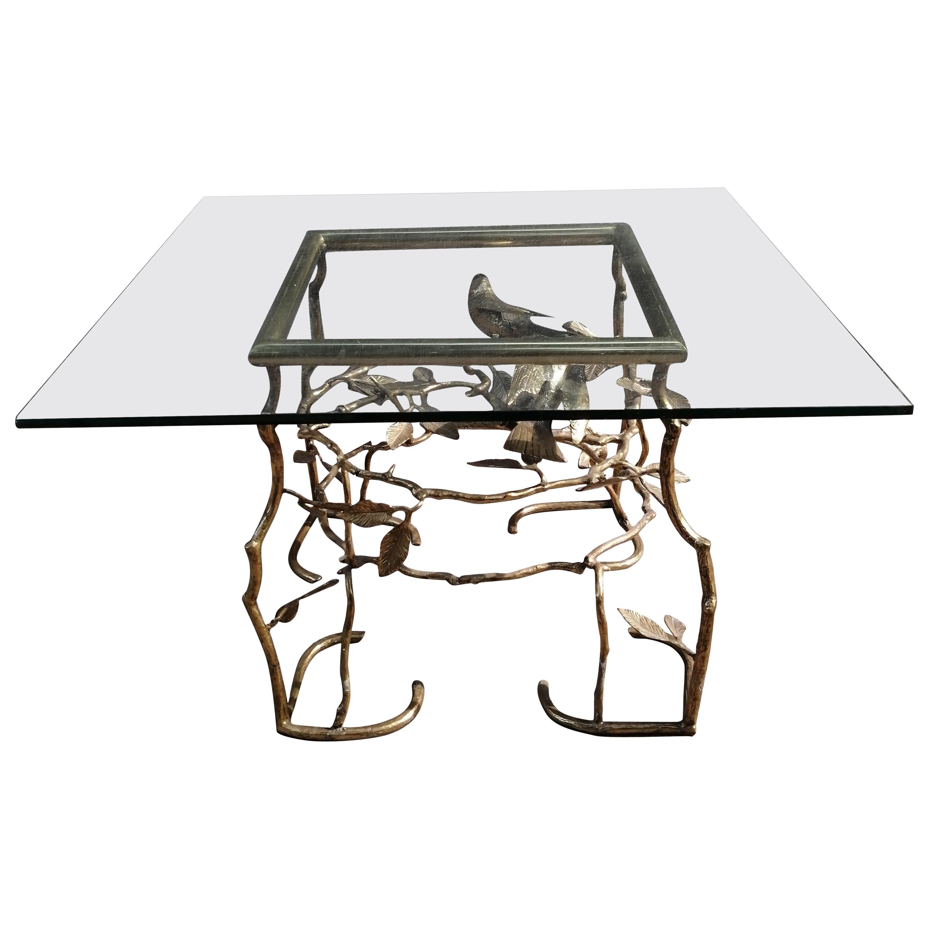 Italian Brass Birds on Branches Cocktail Table