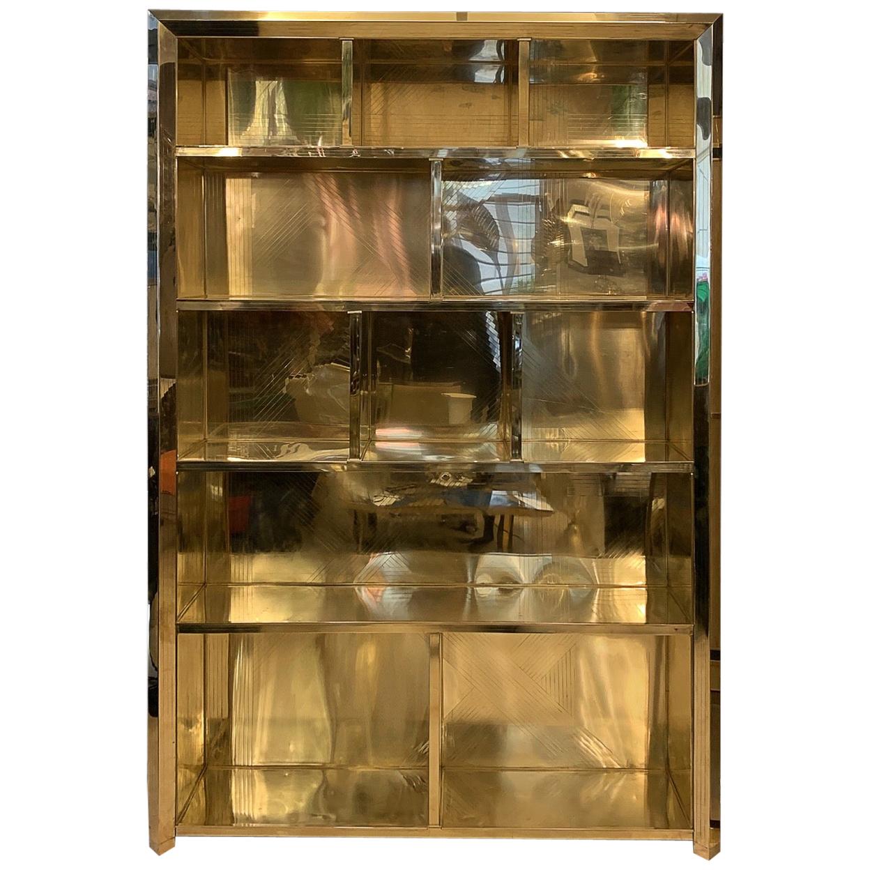 Italian Brass Bookcase, 1980s