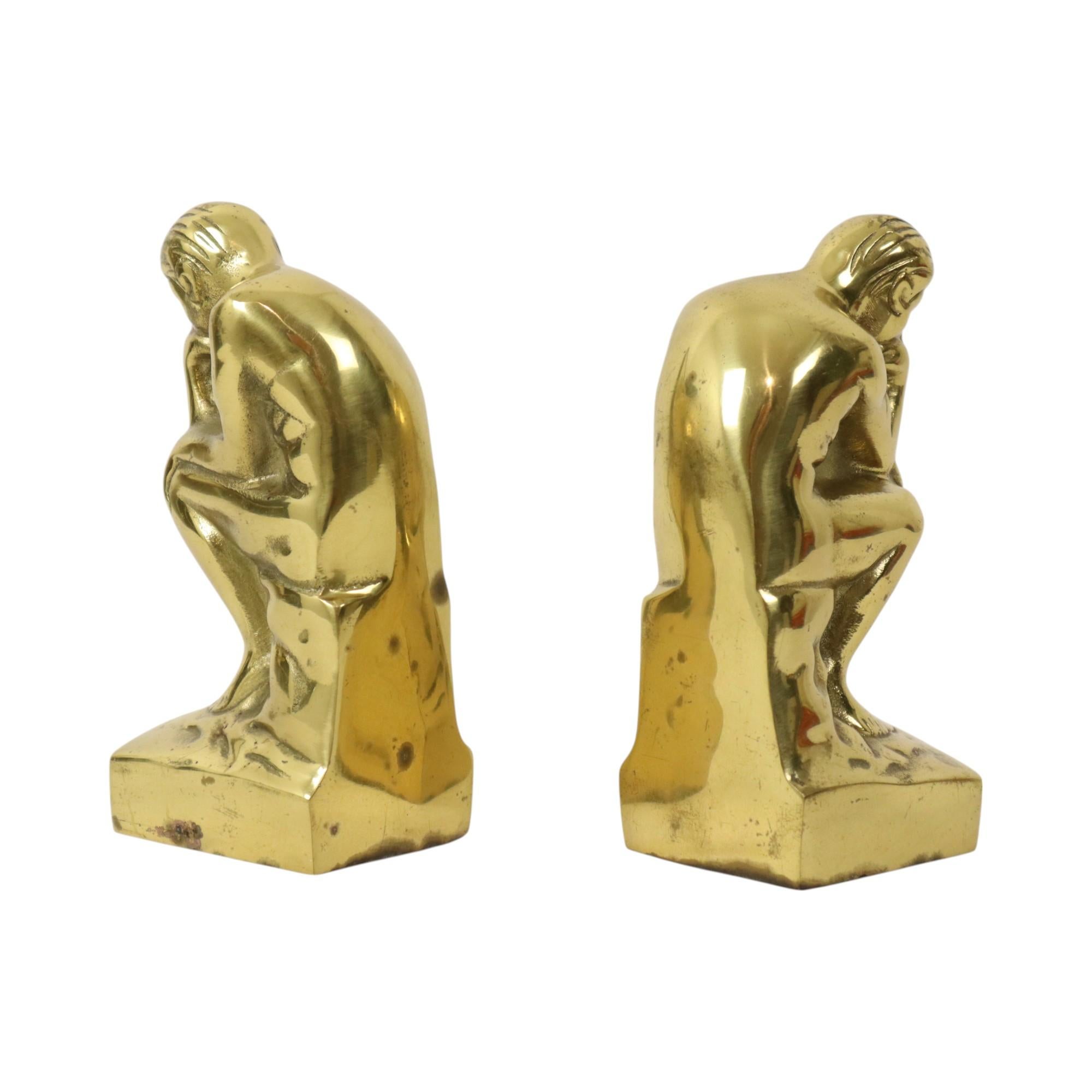 Fermalibri italiano in ottone Il pensatore Rodin Regina 18cm in vendita 3