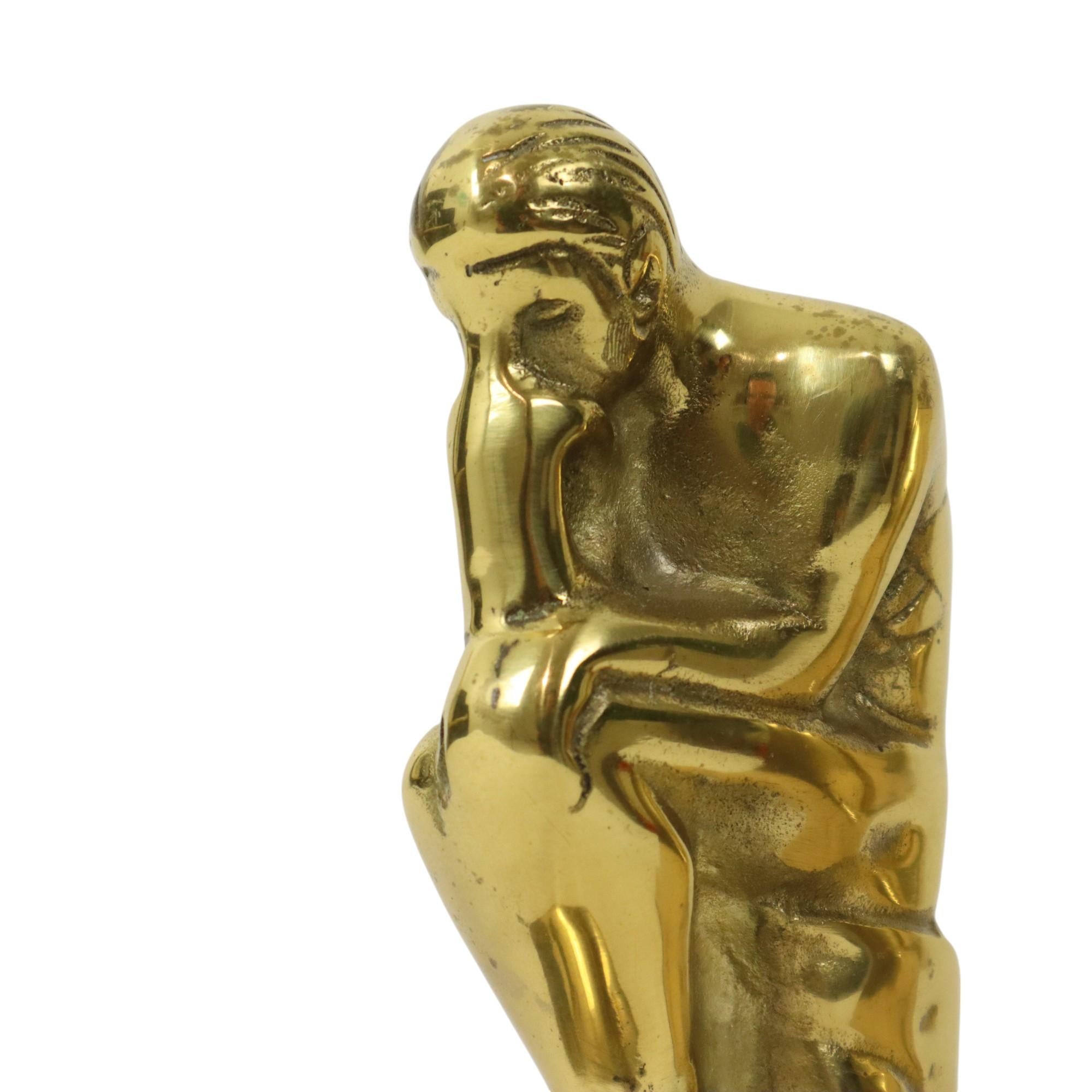 Fermalibri italiano in ottone Il pensatore Rodin Regina 18cm in vendita 4