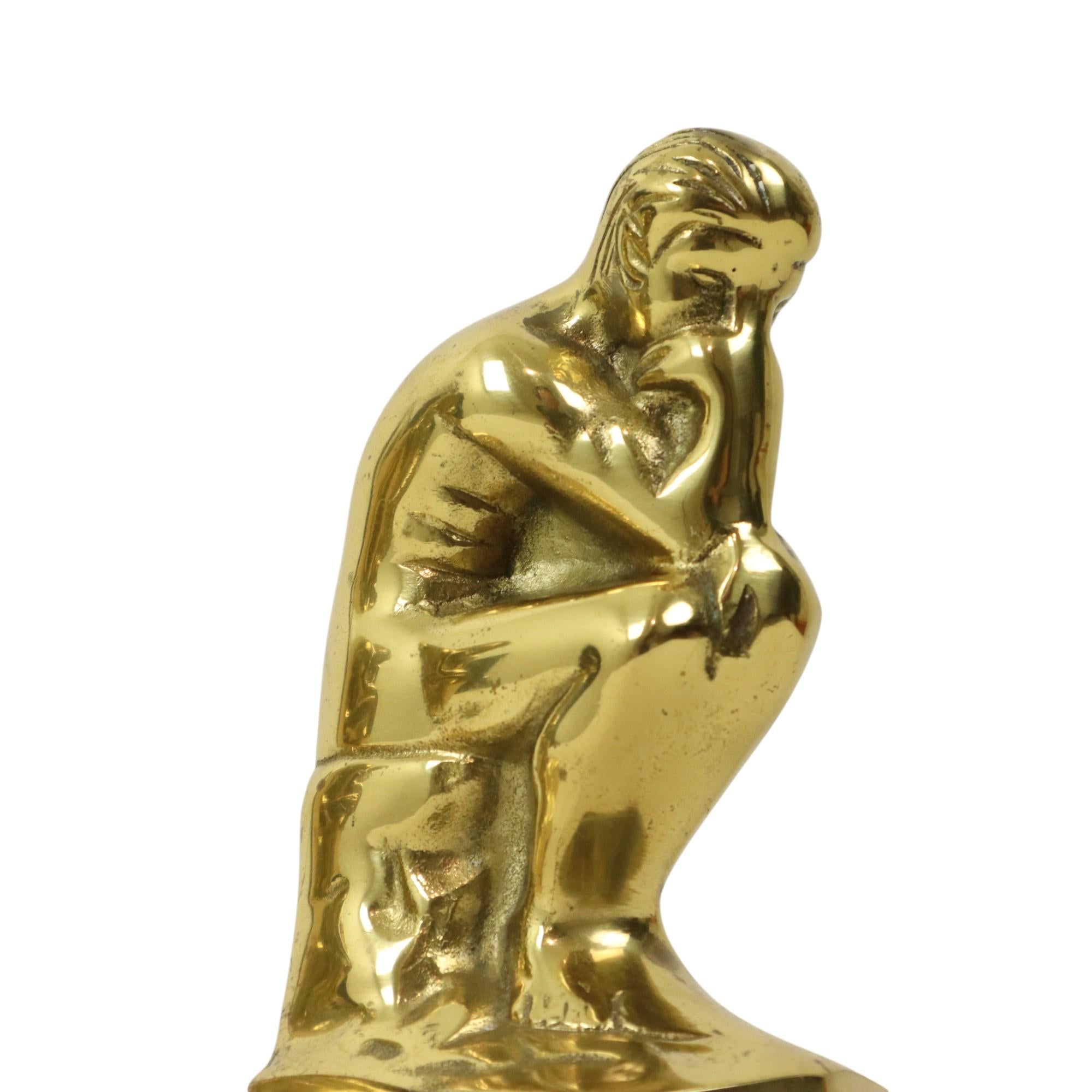 Fermalibri italiano in ottone Il pensatore Rodin Regina 18cm in vendita 5