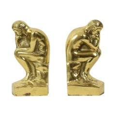 Italian Brass Bookends The Thinker Rodin Regina 18cm